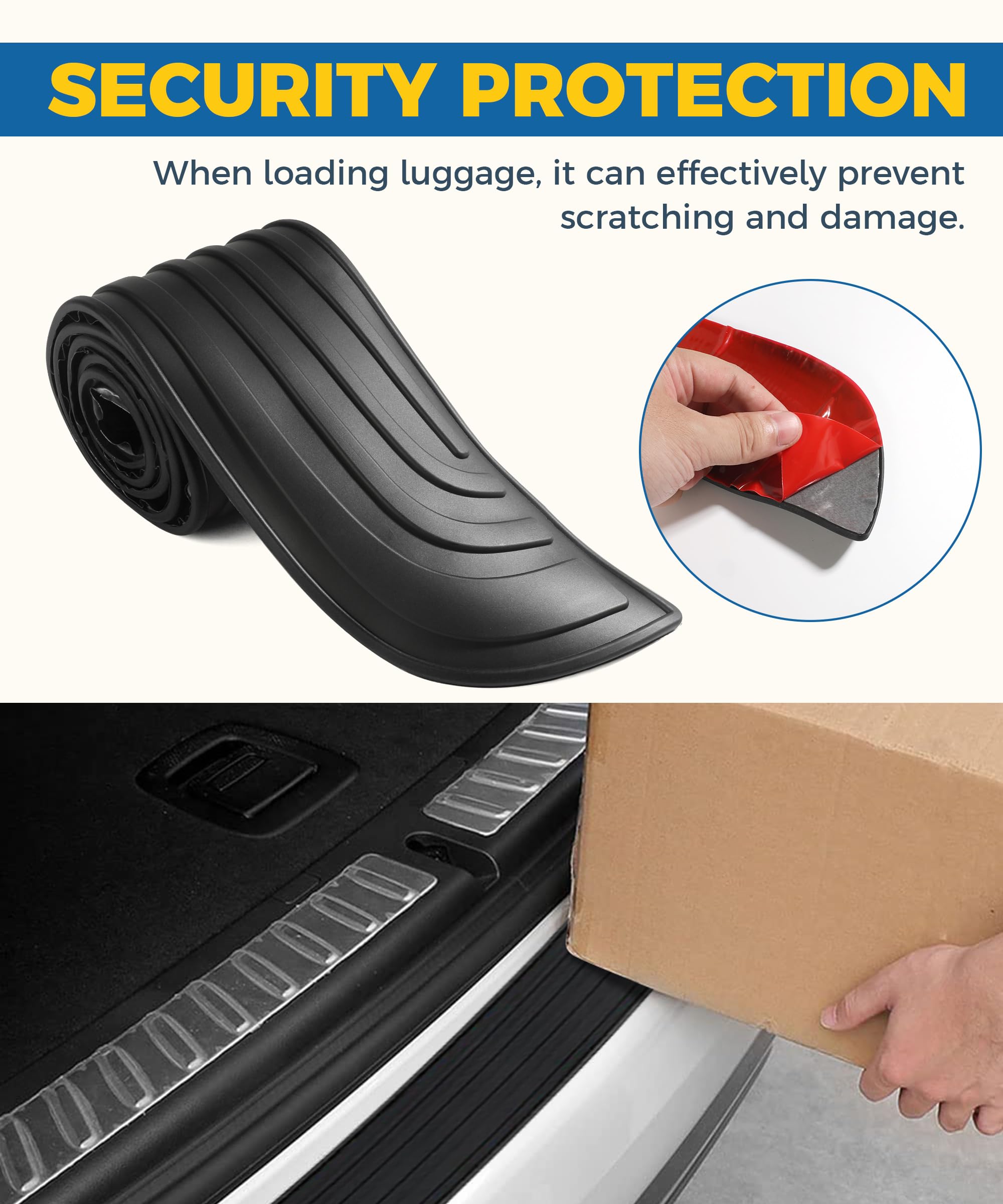 Premium Car Bumper Guard - Heavy Duty Rubber Rear Bumper Protector for Vehicles, Anti-Slip Impact Protection Strip (35.43