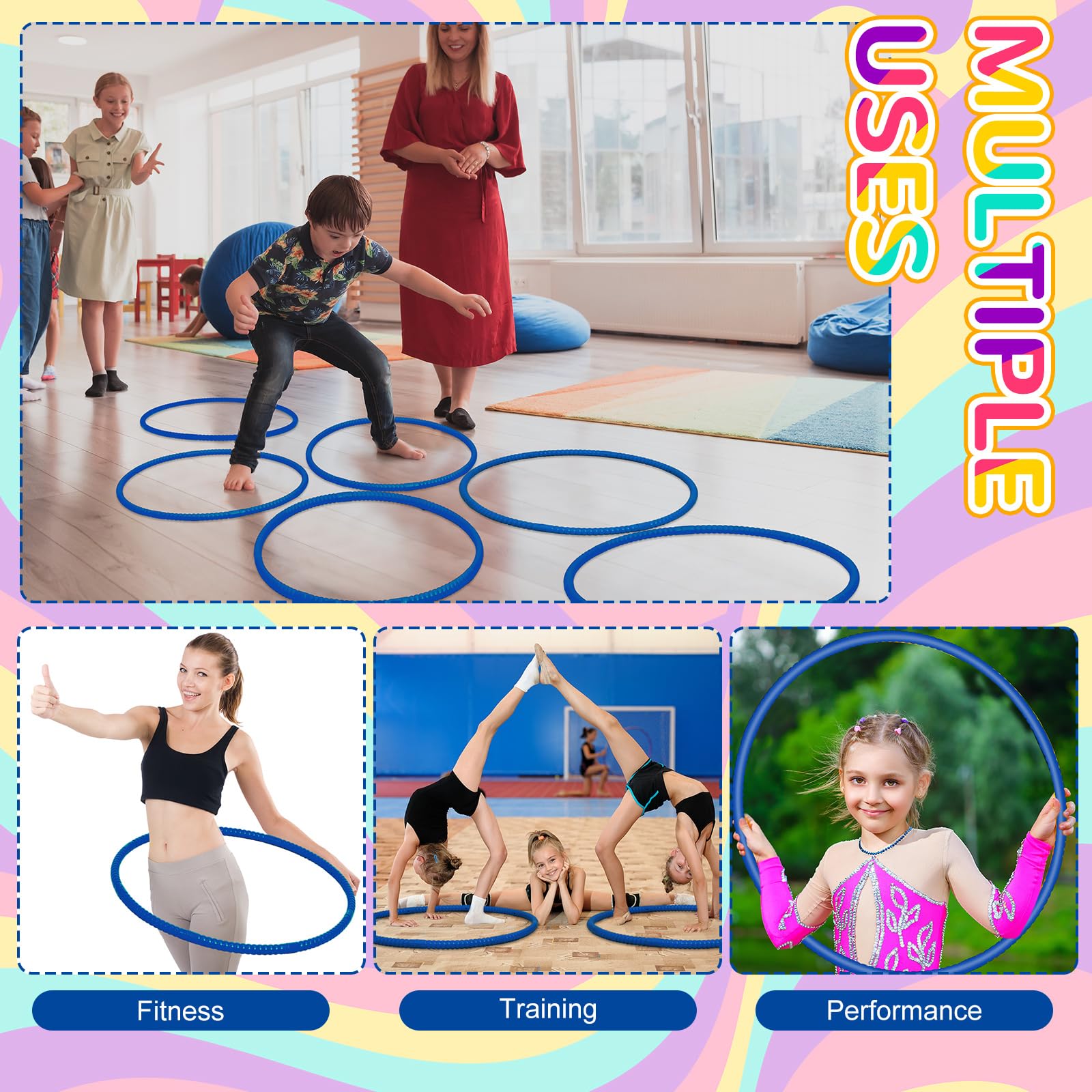 Shappy 6-Pack Adjustable Plastic Hoops for Gym, Play & Dog Agility Training