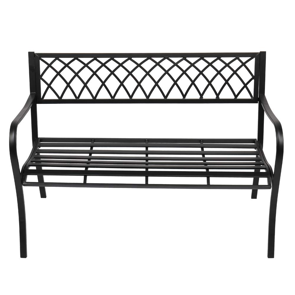 HomVent 50 Inch Outdoor Park Bench - Heavy Duty Metal Garden Bench with Weather-Resistant Finish, Perfect for Patio, Yard, Lawn, Garden Path or Entryway Decor (47