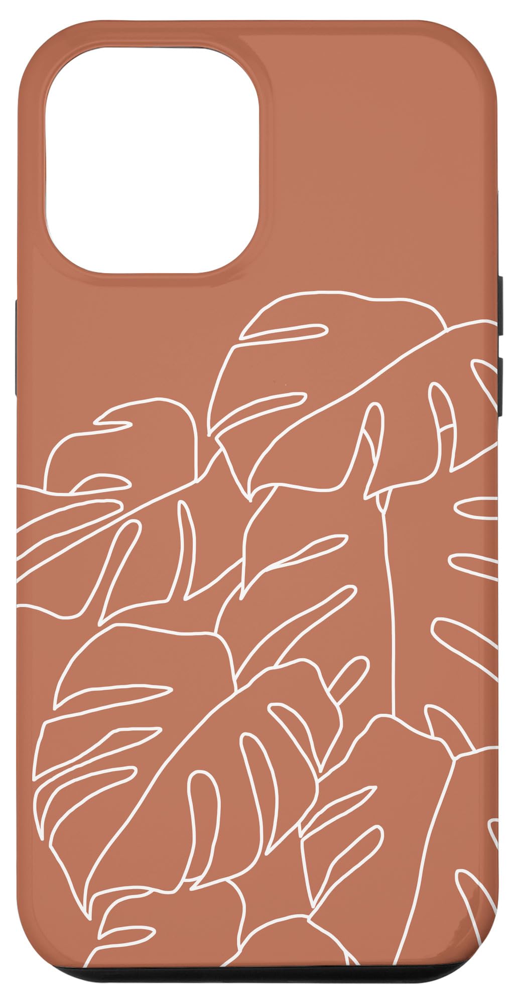 iPhone 12 Pro Max Case - Monstera Leaf Botanical Design, Tropical Plant Pattern, Modern Terracotta Color Protective Cover for Everyday Use, Travel & Outdoor Activities