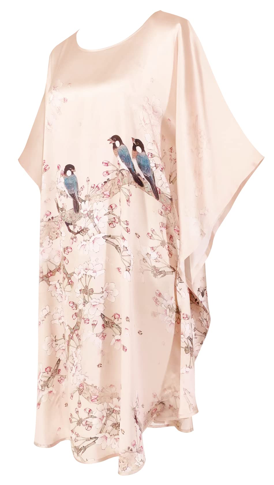 Luxury 100% Silk Pajamas for Women - Floral Print Silk Kimono Robe with Doll Sleeves - Elegant Sleepwear & Loungewear for Spa Days, Bridal Showers, and Relaxing Evenings at Home