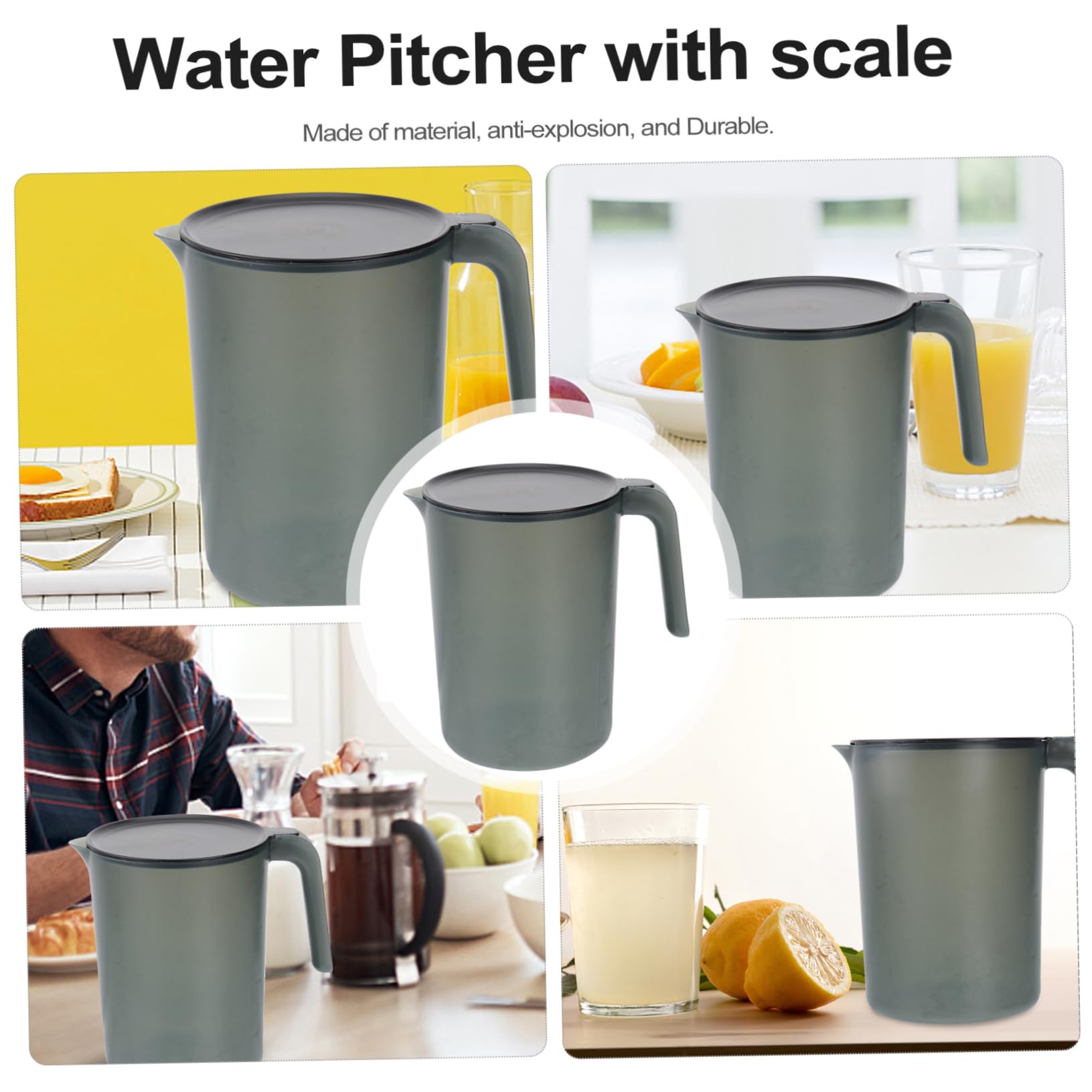 OSALADI 2L BPA-Free Plastic Juice Pitcher with Lid - Leak-Proof Water Pitcher for Cold & Hot Beverages - Perfect for Iced Tea, Lemonade, Smoothies & Party Drinks