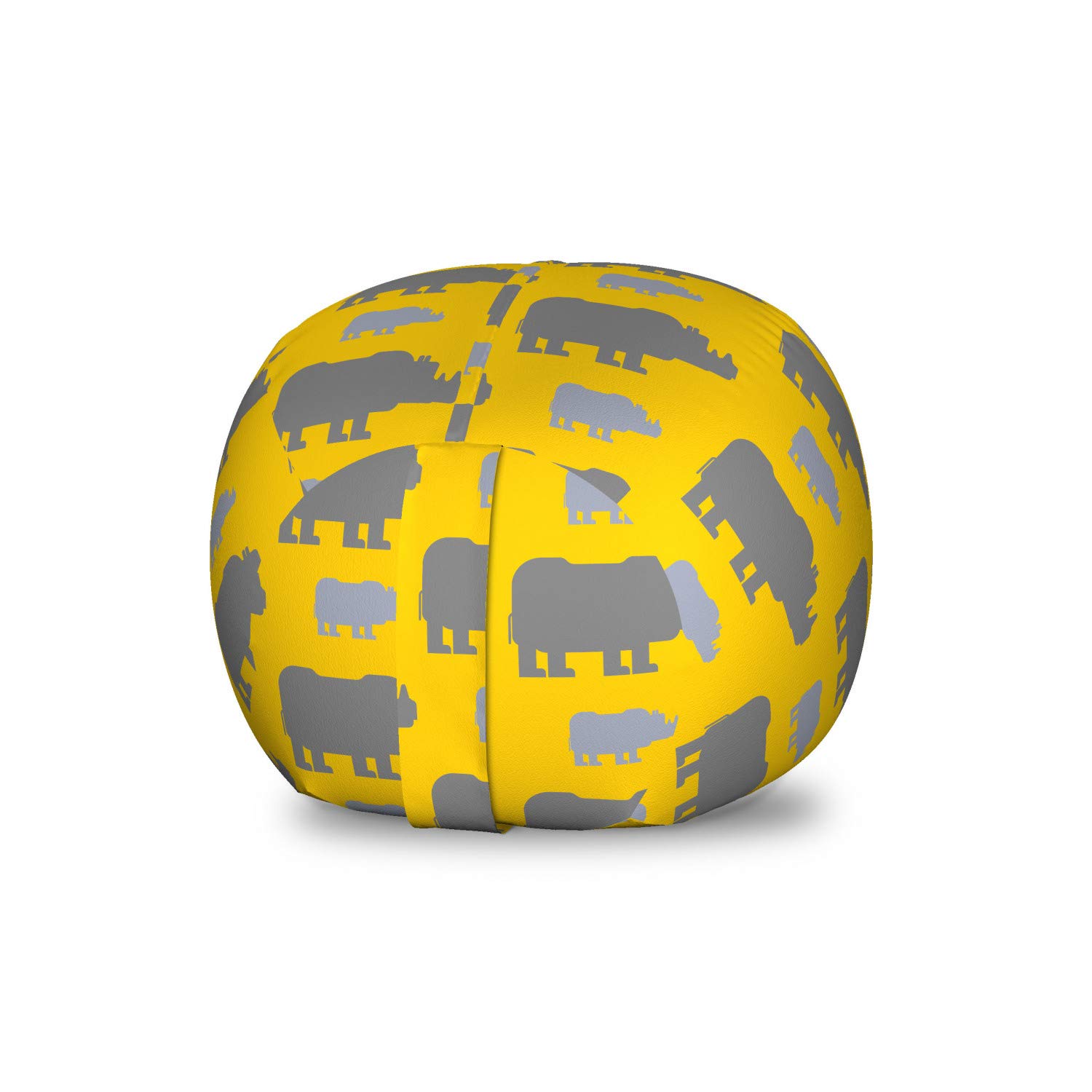 Ambesonne Savannah Storage Toy Bag Chair - Animal Silhouette Wilderness Horned Animals Zoo Pattern - Washable Stuffed Animal Organizer for Kids Room - Small Size in Earth Yellow Blue Grey - Perfect for Playroom, Nursery & Bedroom Organization