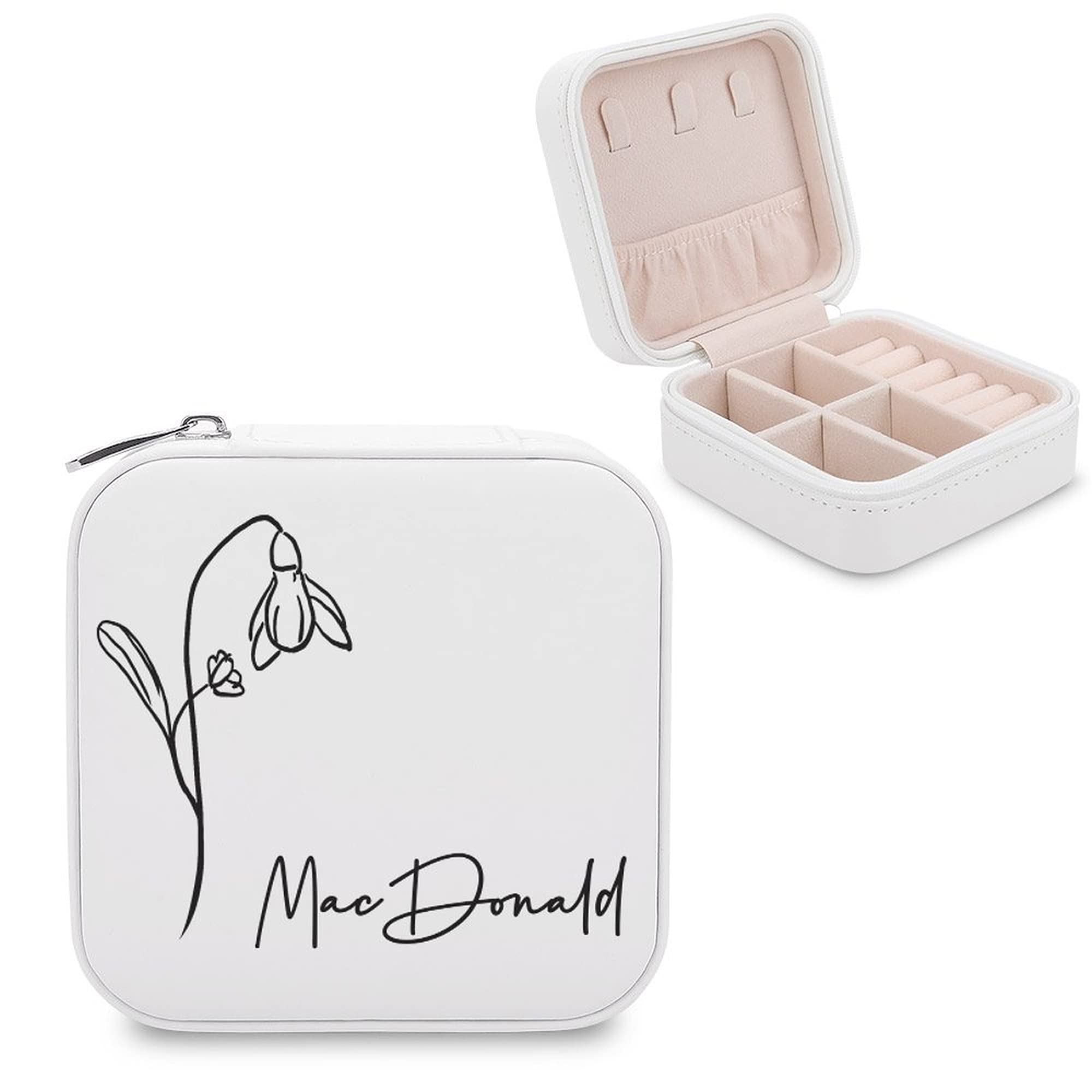 Personalized Travel Jewelry Box Organizer for Women & Girls - Custom Name & Birth Flower Jewelry Case - Compact Jewelry Storage for Necklaces, Rings & Earrings - Perfect for Travel, Gifts & Home Organization