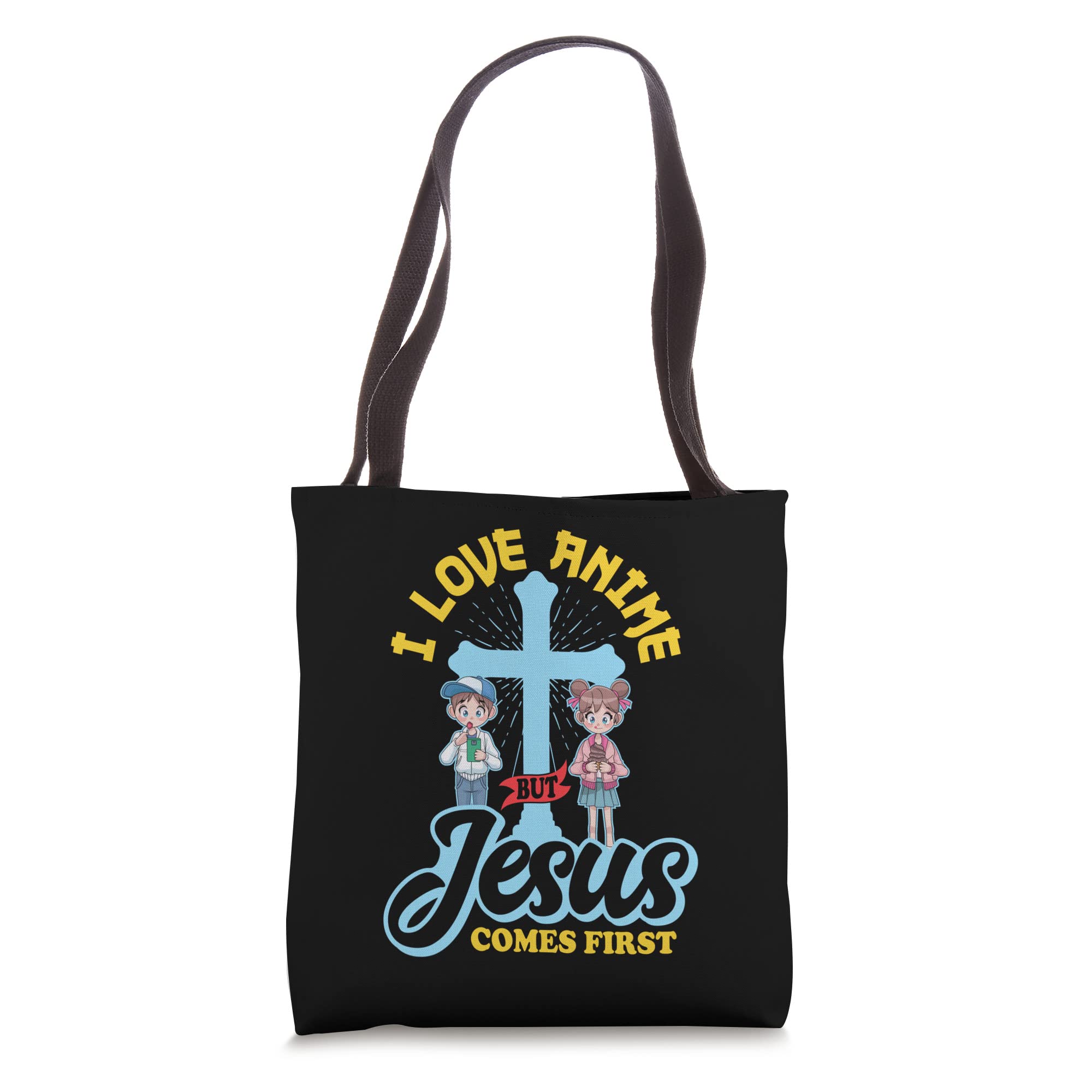 Anime Lover Christian Tote Bag - Jesus Comes First Manga Gift for Women & Men - Perfect for Church, Bible Study, and Anime Conventions