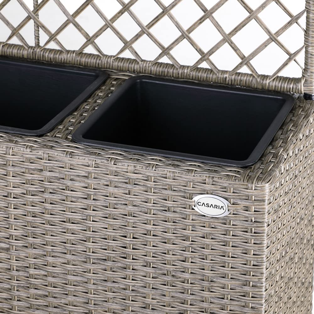 Casaria Cream Wicker Flower Pot Set of 3 with Trellis - 57.5