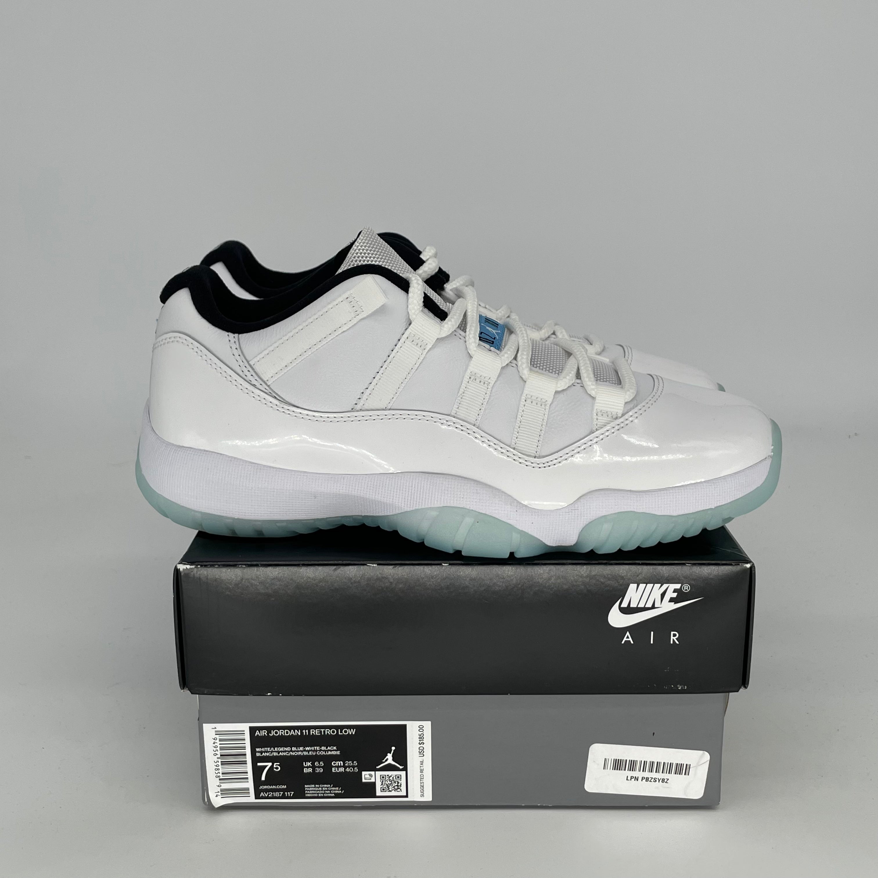 AIR JORDAN 11 LOW LEGEND BLUE Sneakers - Men's Size 7.5 / Women's Size 9W (AV2187-117) - Retro Basketball Shoes for Casual Wear & Street Fashion
