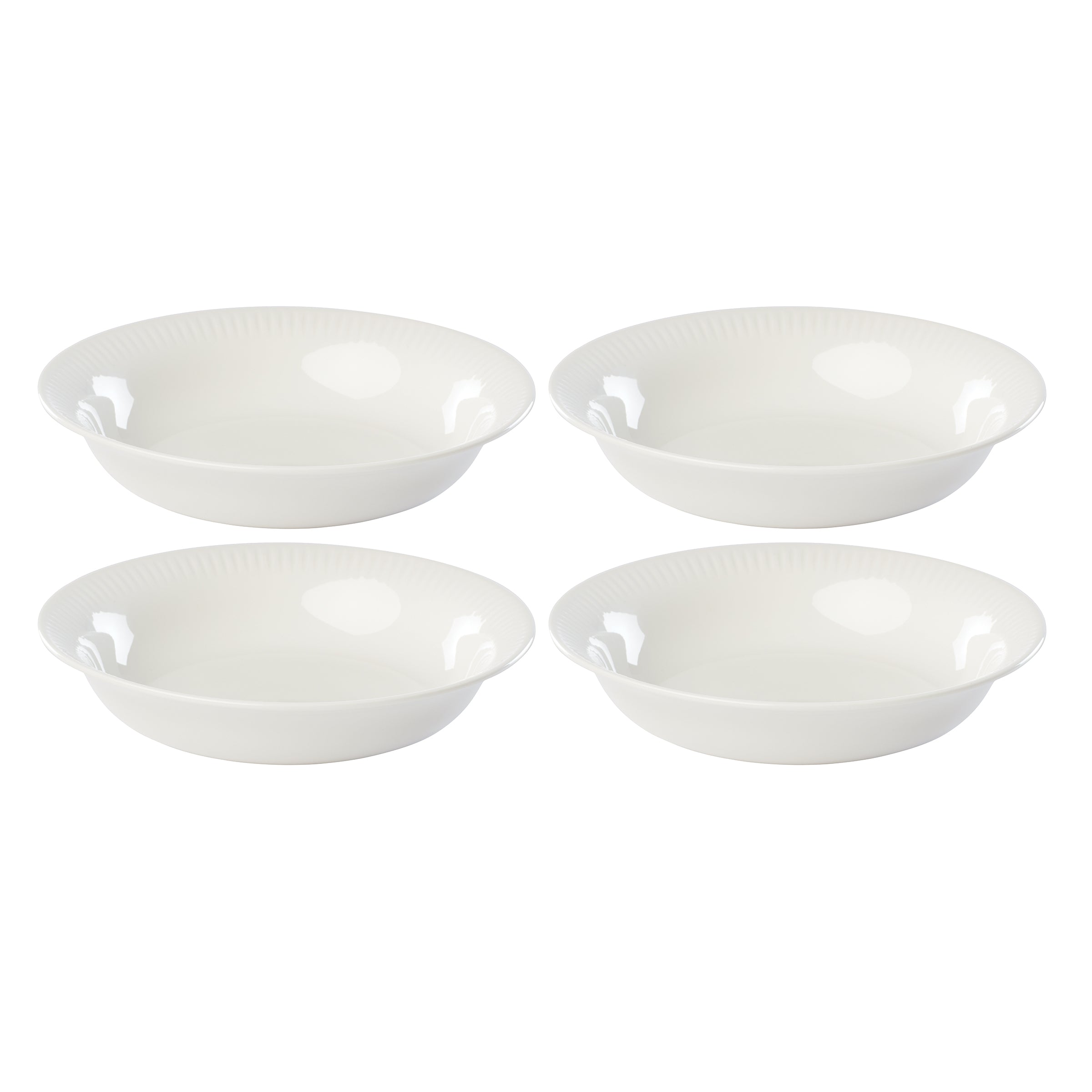 Premium White Pasta Bowls Set of 4 - Elegant Ceramic Dinnerware for Italian Cuisine, Perfect for Spaghetti, Salad & Family Dining