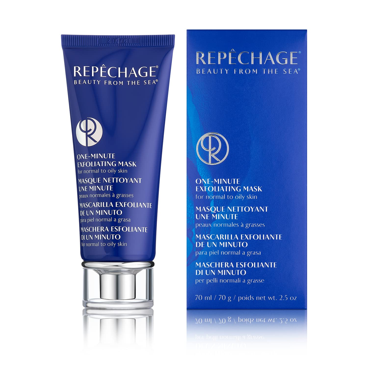 Repechage One-Minute Exfoliating Mask - Deep Cleansing Facial Scrub for Oily Skin, Absorbs Excess Oil with Lactic Acid & Rice Bran Wax, Unclogs Pores & Removes Blackheads, 2.5 oz | Quick At-Home Spa Treatment for Clear, Refreshed Skin