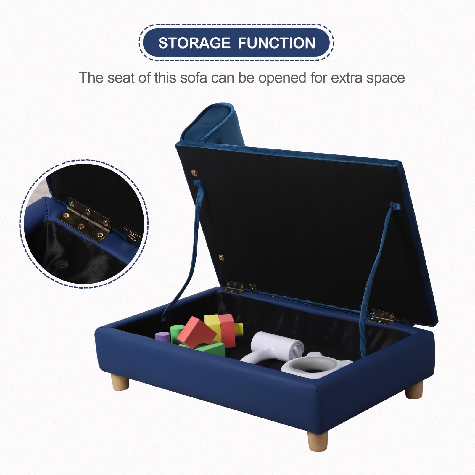 Premium Pet Bed Sofa for Small Dogs & Cats - Washable Removable Cushion, Storage Space - Cozy Puppy Couch for Living Room, Bedroom & Travel (Blue)