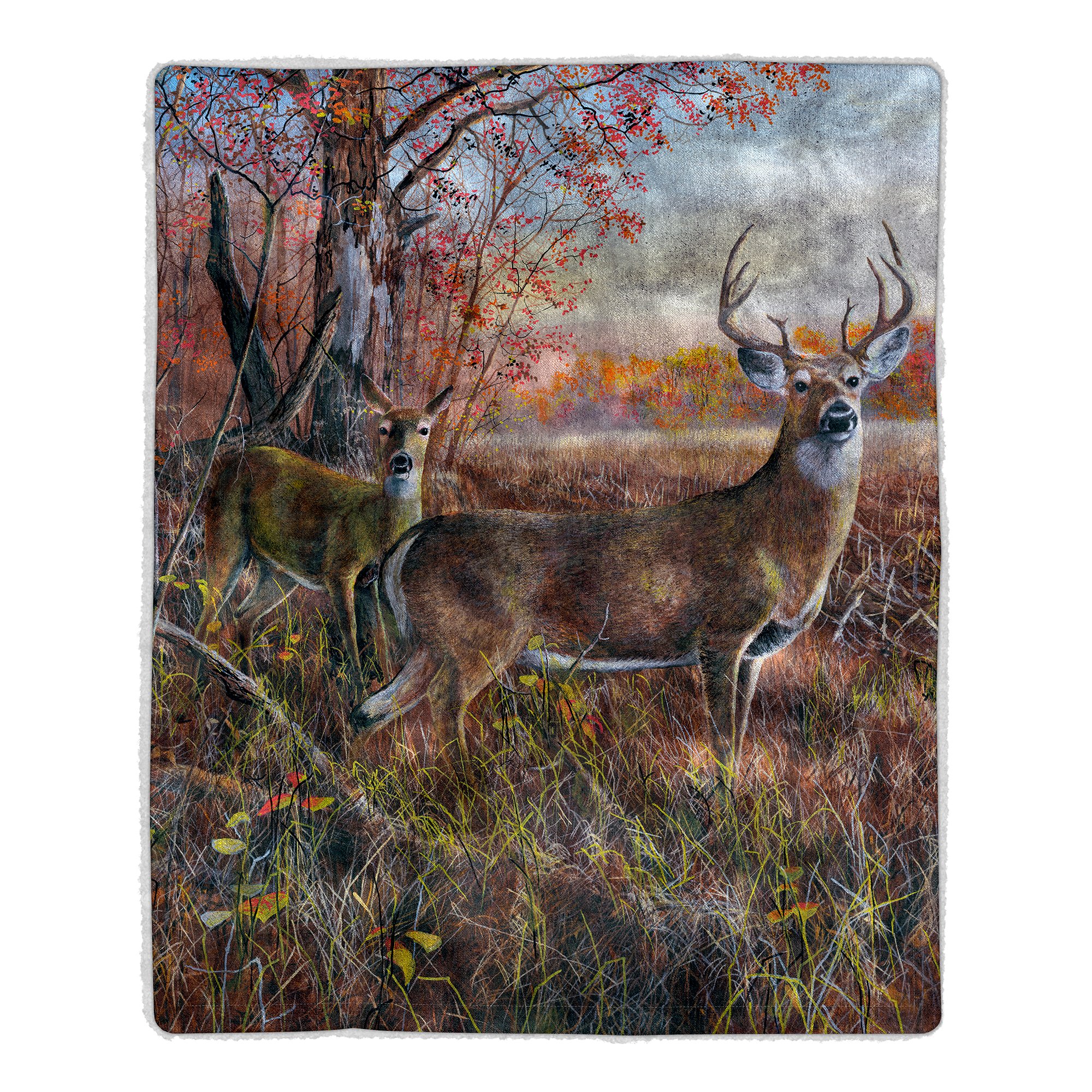 Lavish Home Sherpa Fleece Throw Blanket - Soft Deer Pattern Blanket for Bed, Couch & Sofa - Hypoallergenic Plush Fleece Cover for Adults & Kids - Perfect for Cozy Nights, Movie Time & Home Decor