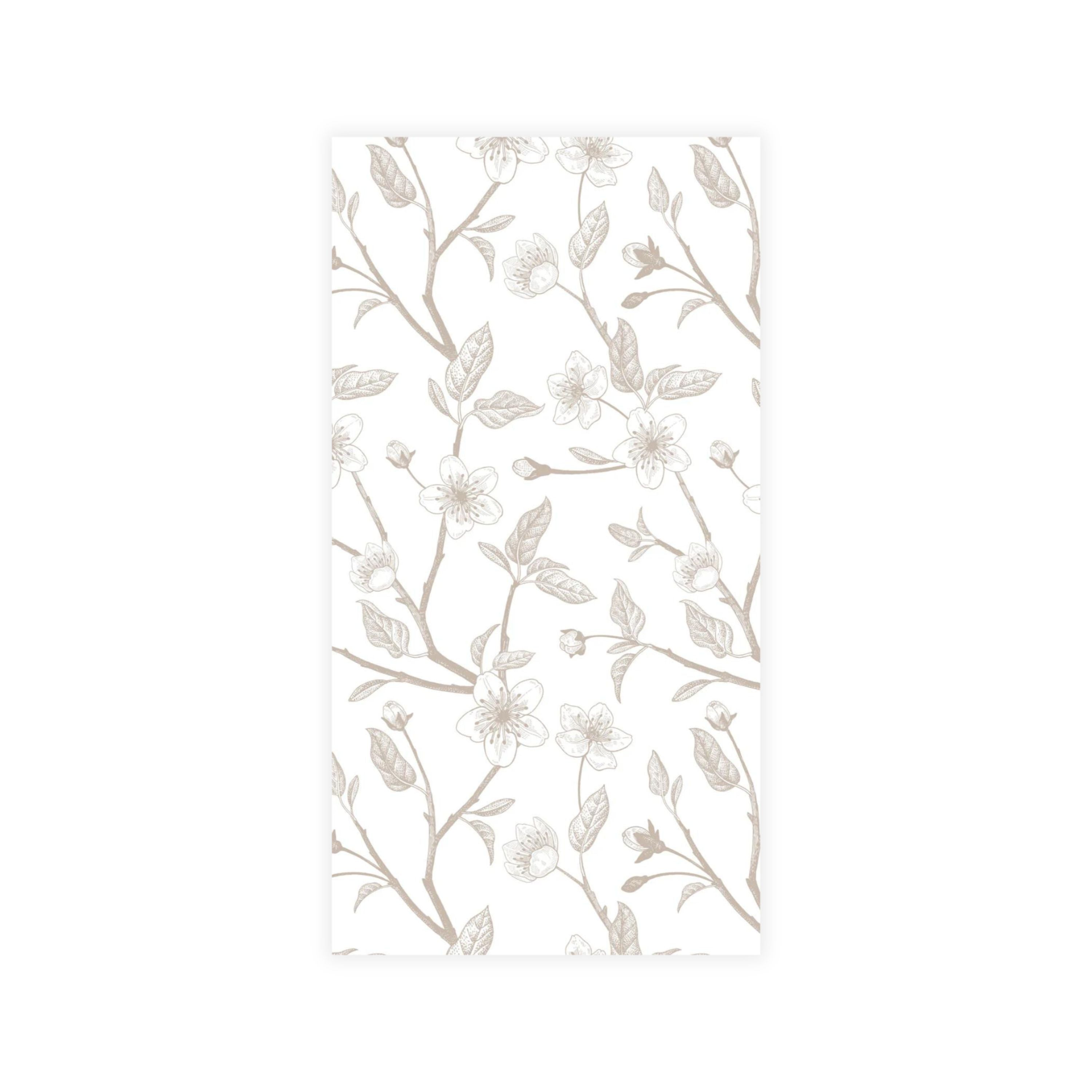 Disposable Linen-Like Paper Guest Towels - 16 Pack Taupe Cherry Blossom Design | Perfect for Bathrooms, Parties & Hotels