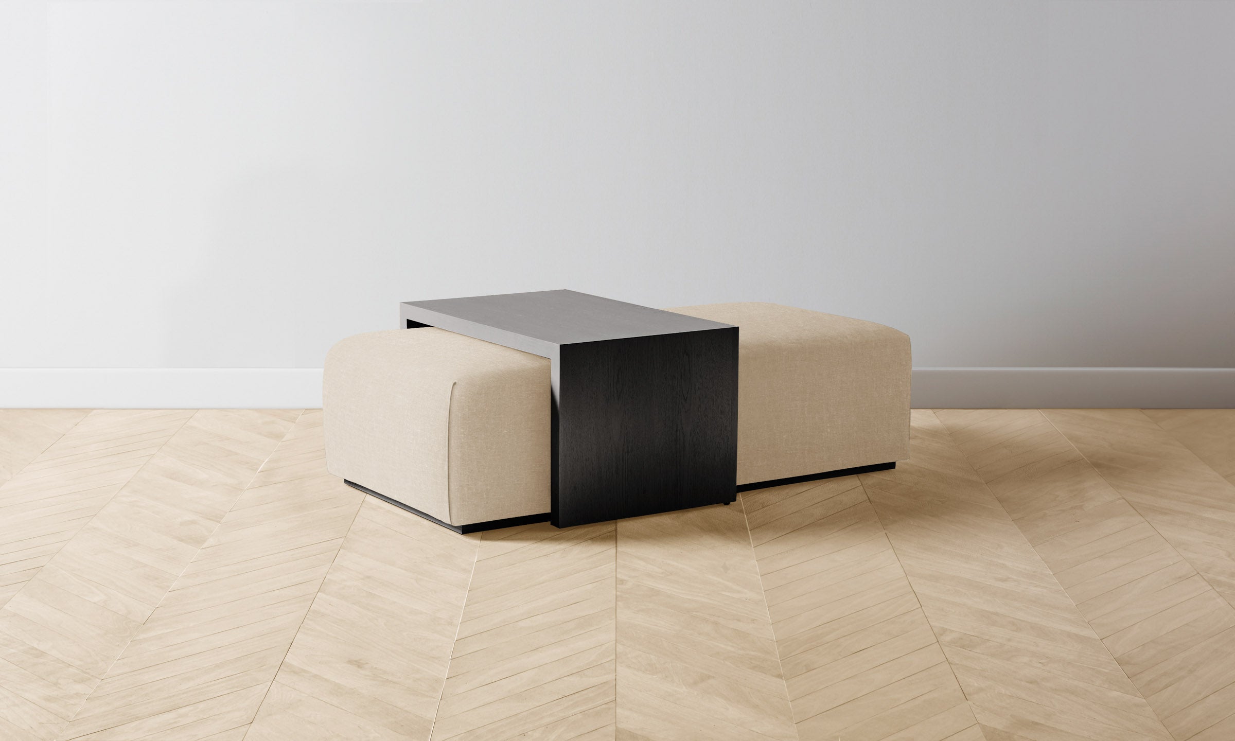 The Bowery Ottoman - Heritage Belgian Linen Husk - Perfect for Living Room, Bedroom & Home Decor