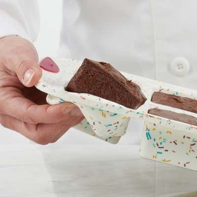 Non-Stick Silicone Brownie Baking Pan Set of 12 - Confetti Design for Perfect Square Brownies & Bars - Ideal for Birthday Parties, Holiday Baking & Homemade Desserts