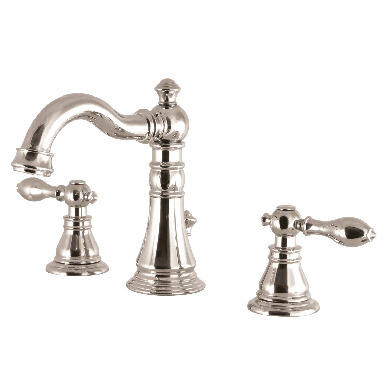 American Classic FSC1979ACL 3-Hole Widespread Bathroom Faucet with Brass Pop-Up Drain - Polished Nickel Finish - Two Handle Deck Mount Sink Faucet for Bathroom Vanity & Powder Room Renovation