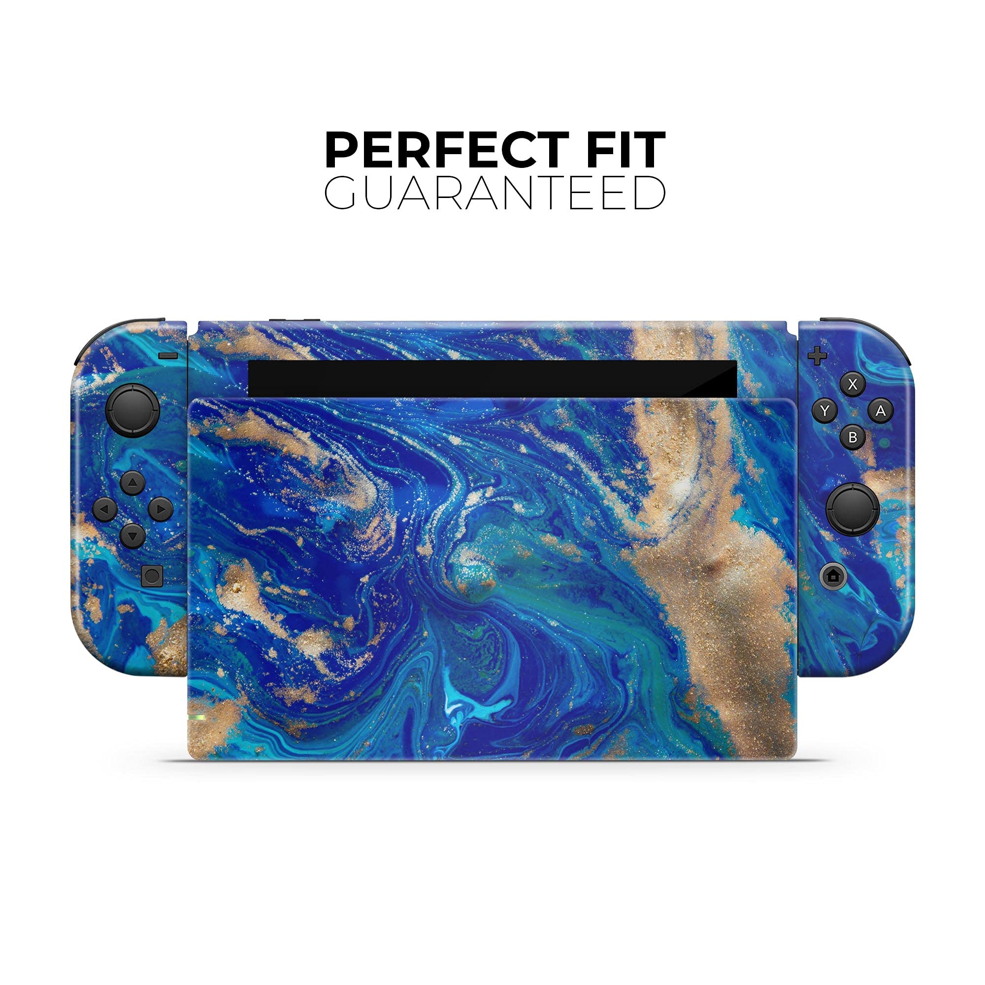 Nintendo Switch Joy-Con Skin Decal - Scratch-Resistant Removable Vinyl Wrap Cover in Vivid Blue Gold Acrylic - Protective Gaming Accessory for Enhanced Grip & Style - Perfect for Switch Gaming Sessions & Travel Protection