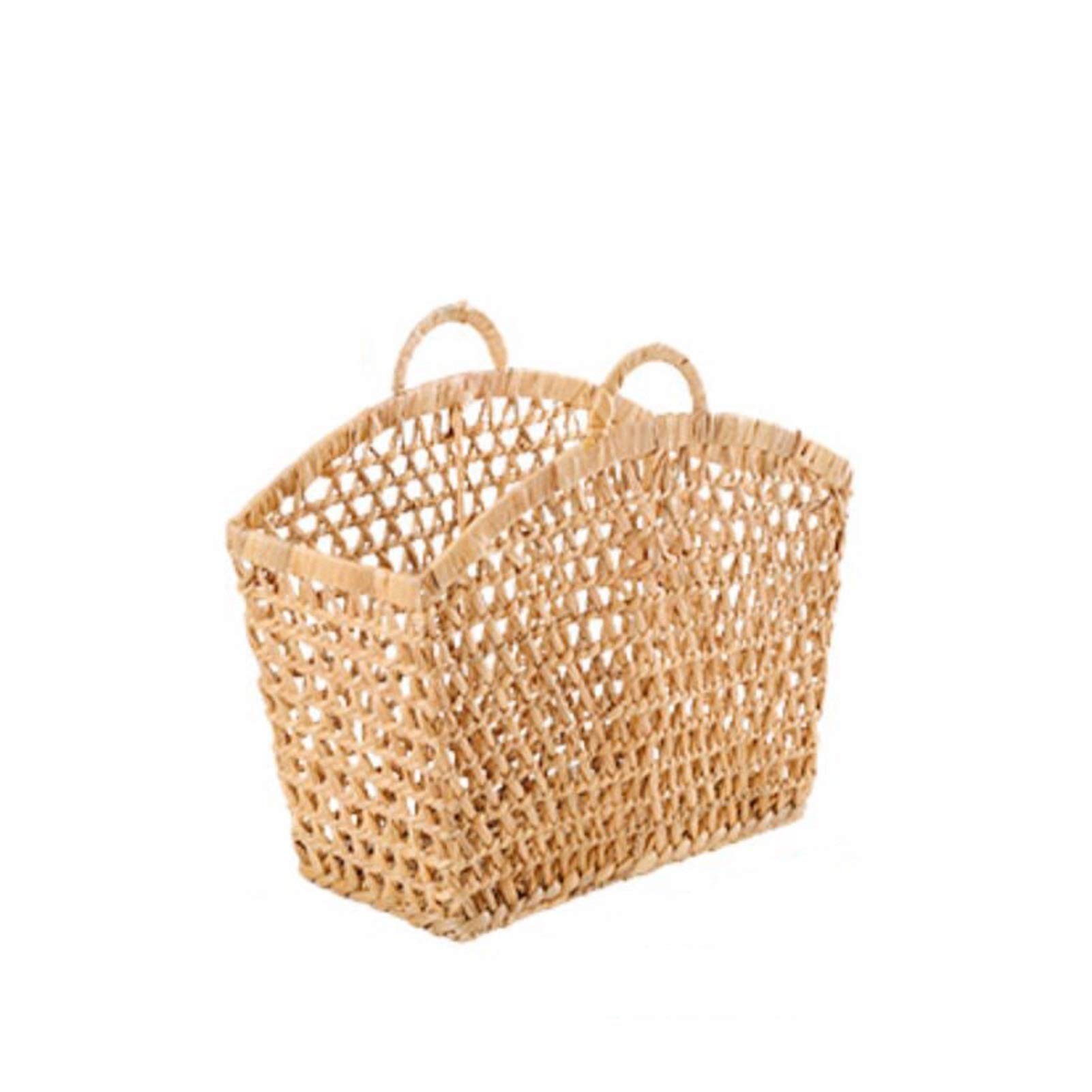 Nordic Style Small Rattan Vase - Hand Woven Straw Flower Basket with Handles for Dried Flowers | Home Decor, Table Centerpiece, Wedding Decor, Boho Chic Interior Design (Small Size)