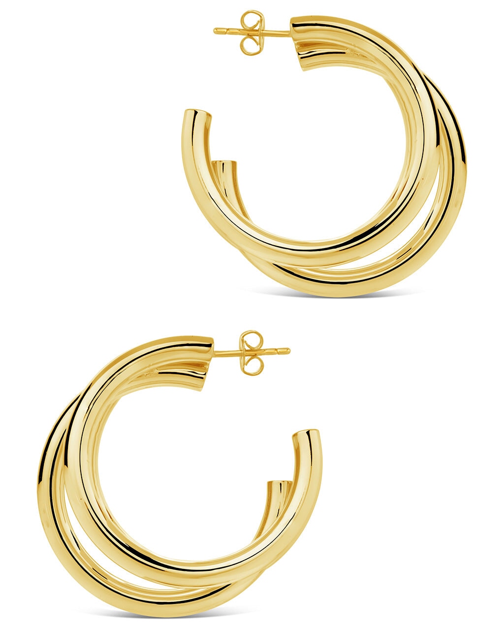 Michaela Triple Hoop Earrings for Women - 14K Gold Plated Stainless Steel Dangle Earrings - Trendy Boho Chic Jewelry for Parties, Date Night & Everyday Wear