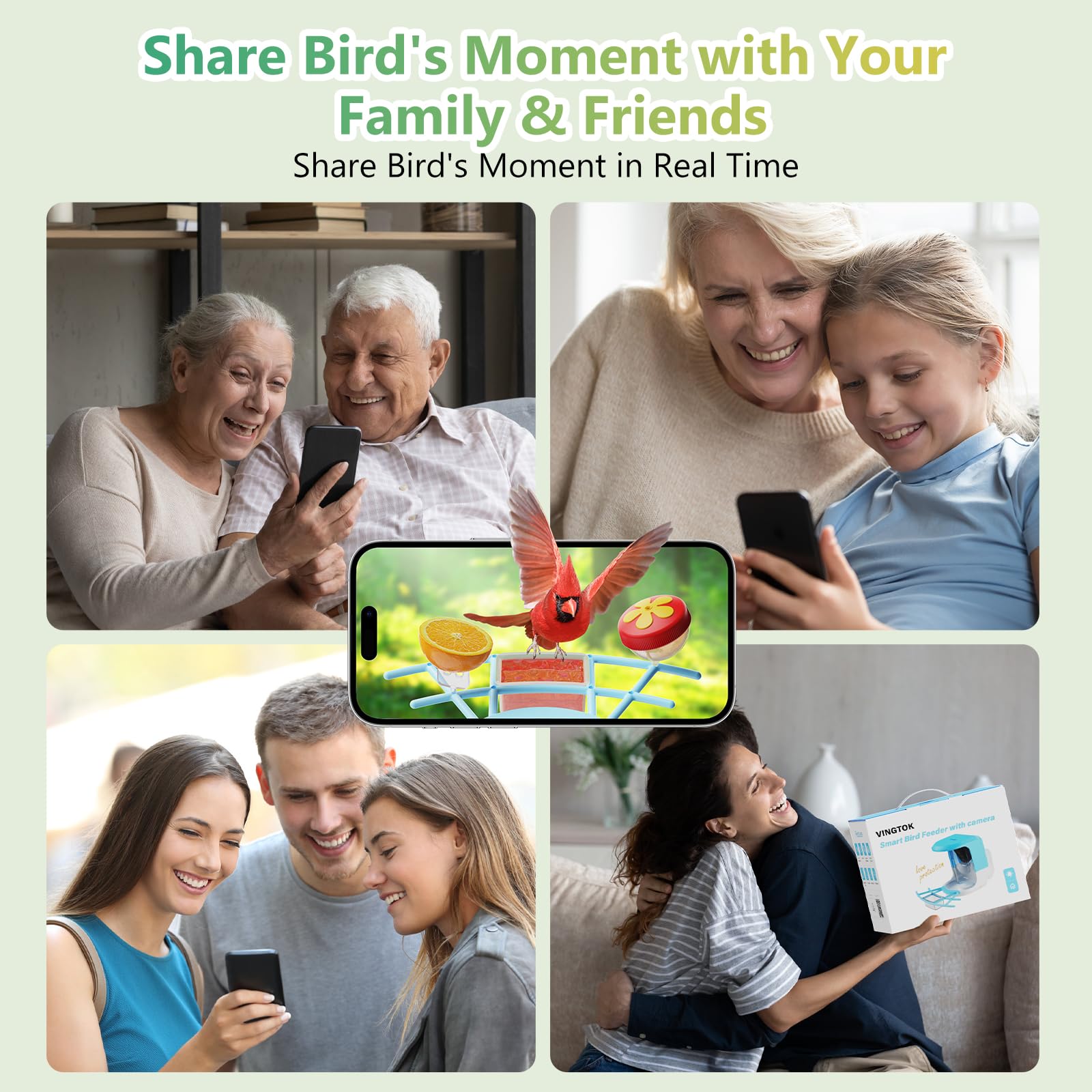 Smart Bird Feeder with Camera - Solar Powered Outdoor Bird Watching House, Full HD AI Recognition & Auto Video Capture - Perfect for Bird Lovers & Wildlife Enthusiasts (Great for Backyard, Garden & Nature Observation)