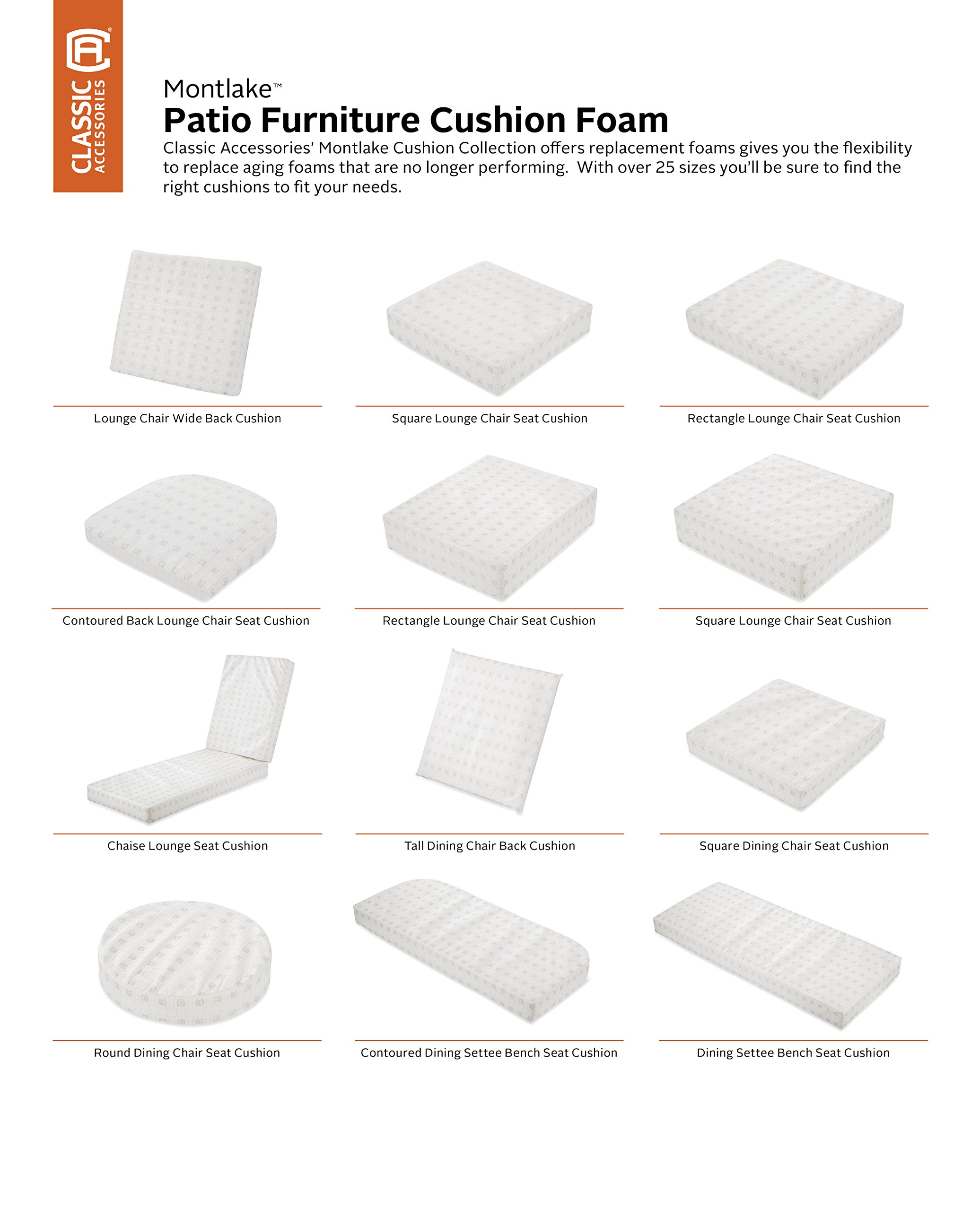 Patio Lounge Chair Pillow - 23x20x4 Inch Foam Cushion for Outdoor Relaxation