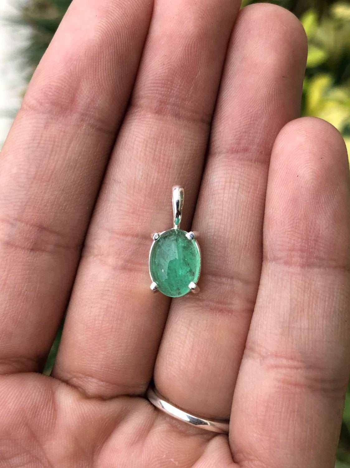 3.37 Carat Natural Green Emerald and Diamond Pendant Necklace in 925 Sterling Silver | Elegant Jewelry Gift for Women, Birthday, Anniversary & Special Occasions