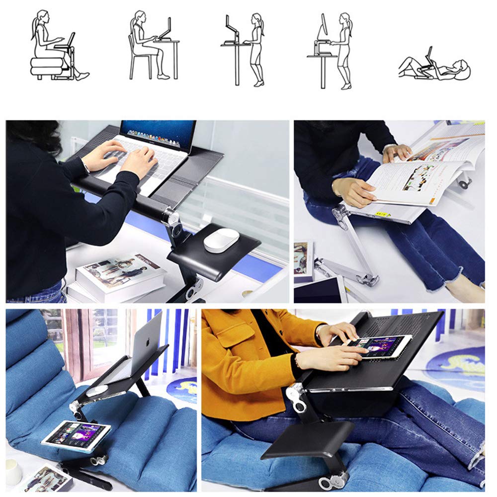 Foldable Laptop Bed Table - Adjustable & Portable Aluminum Alloy Tray for Lying Down Work, Study, or Watching Movies in Bed