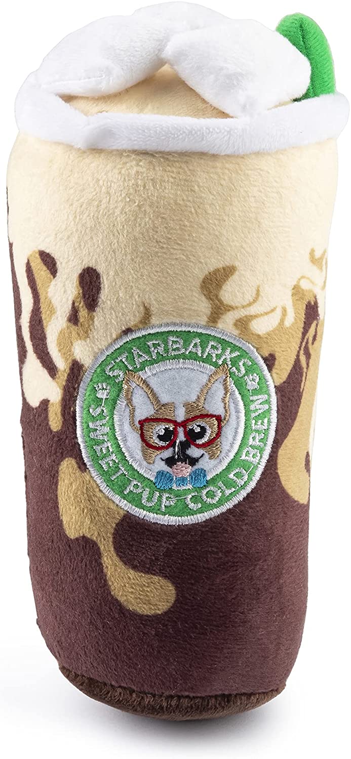 Starbarks Sweet Pup Cold Brew Plush Dog Toy - Cute & Durable Interactive Puppy Chew Toy for Small & Medium Dogs - Perfect for Playtime, Training & Cuddling at Home or Outdoors