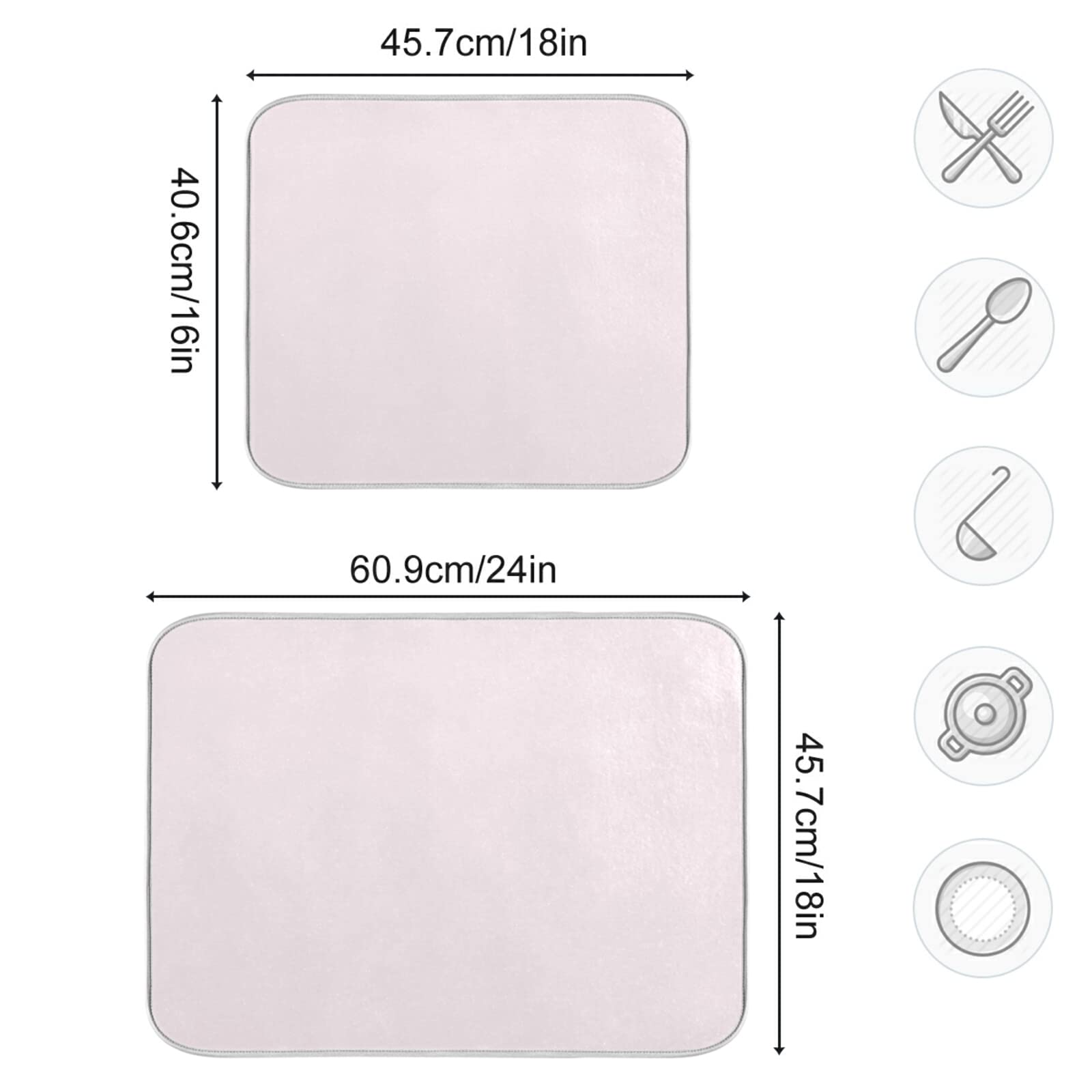 Blush Pink XL Dish Drying Mat - 16x18 Inch Heat-Resistant Microfiber Kitchen Counter Drainer Pad | Perfect for Drying Dishes, Protecting Countertops & Stylish Kitchen Decor