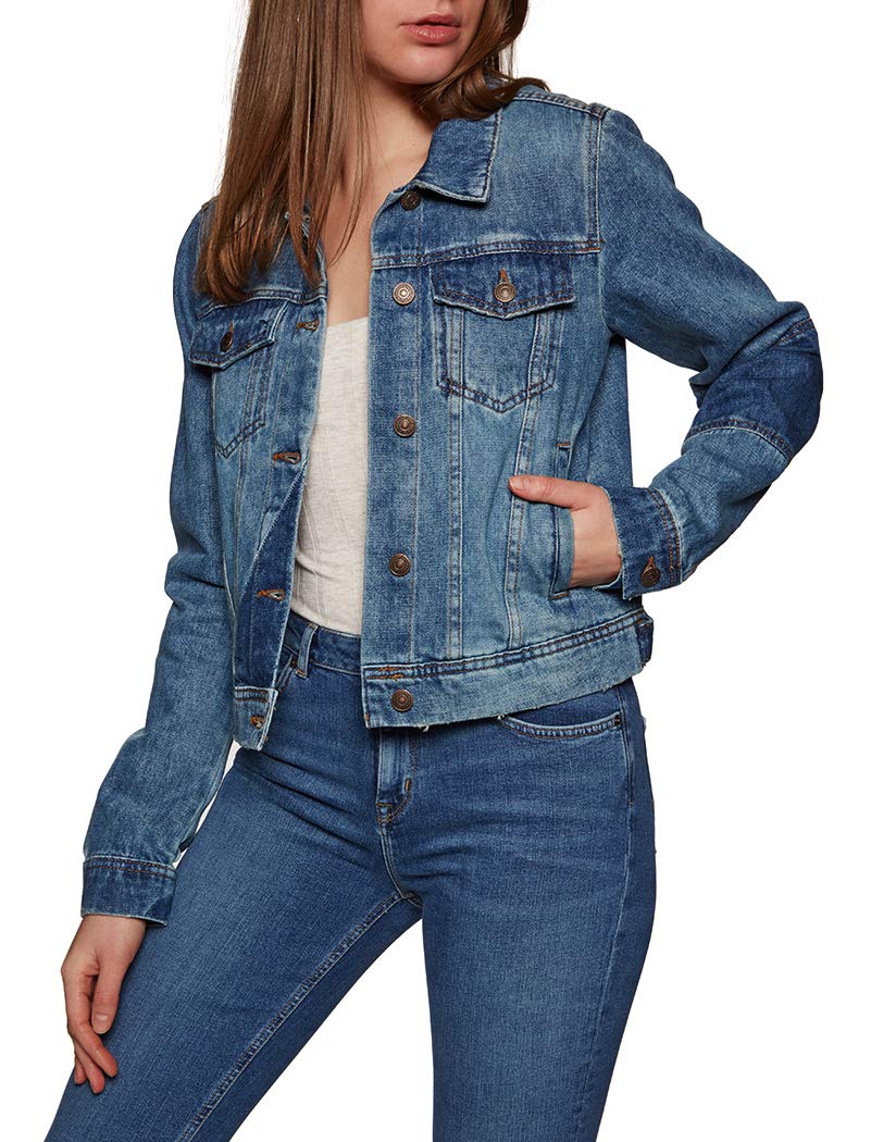 Free People Rumors Denim Jacket for Women - Vintage Washed Blue Denim Jacket with Distressed Details | Perfect for Casual Outfits, Music Festivals & Fall Layering