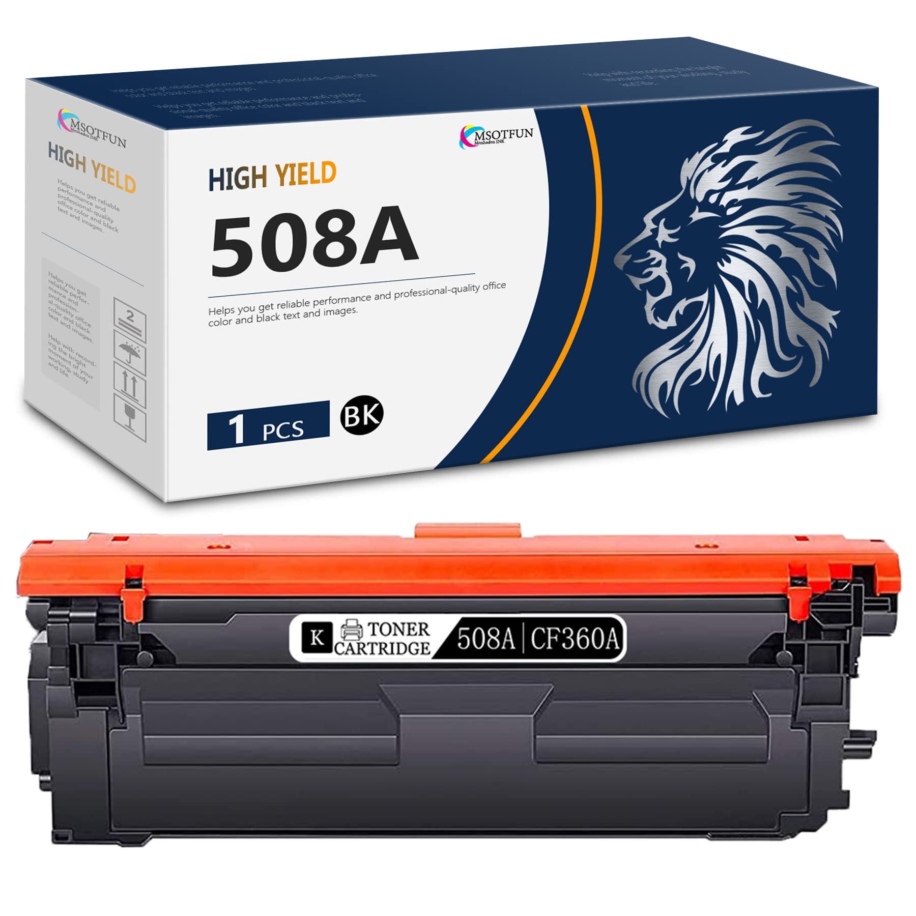 MSOTFUN Compatible 508A CF360A Toner Cartridge Replacement for HP 508A - Works with M552dn M553n M553dn M553x M553dh M577dn M577z M577f M577c M577dnm M577cm Printers (Black, 1-Pack) - High Yield Printing for Office & Home Use