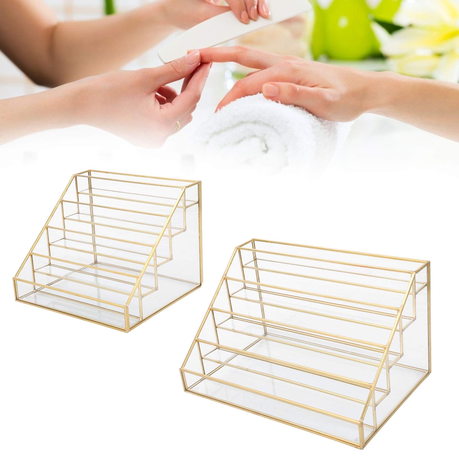 HURRISE 5-Tier Nail Polish Display Rack - Clear Acrylic Nail Polish Organizer for Salon & Home - Multi-Layer Nail Art Storage Shelf for Polish Bottles, Makeup & Cosmetics - Perfect for Salon Display, Home Organization & Professional Nail Technicians
