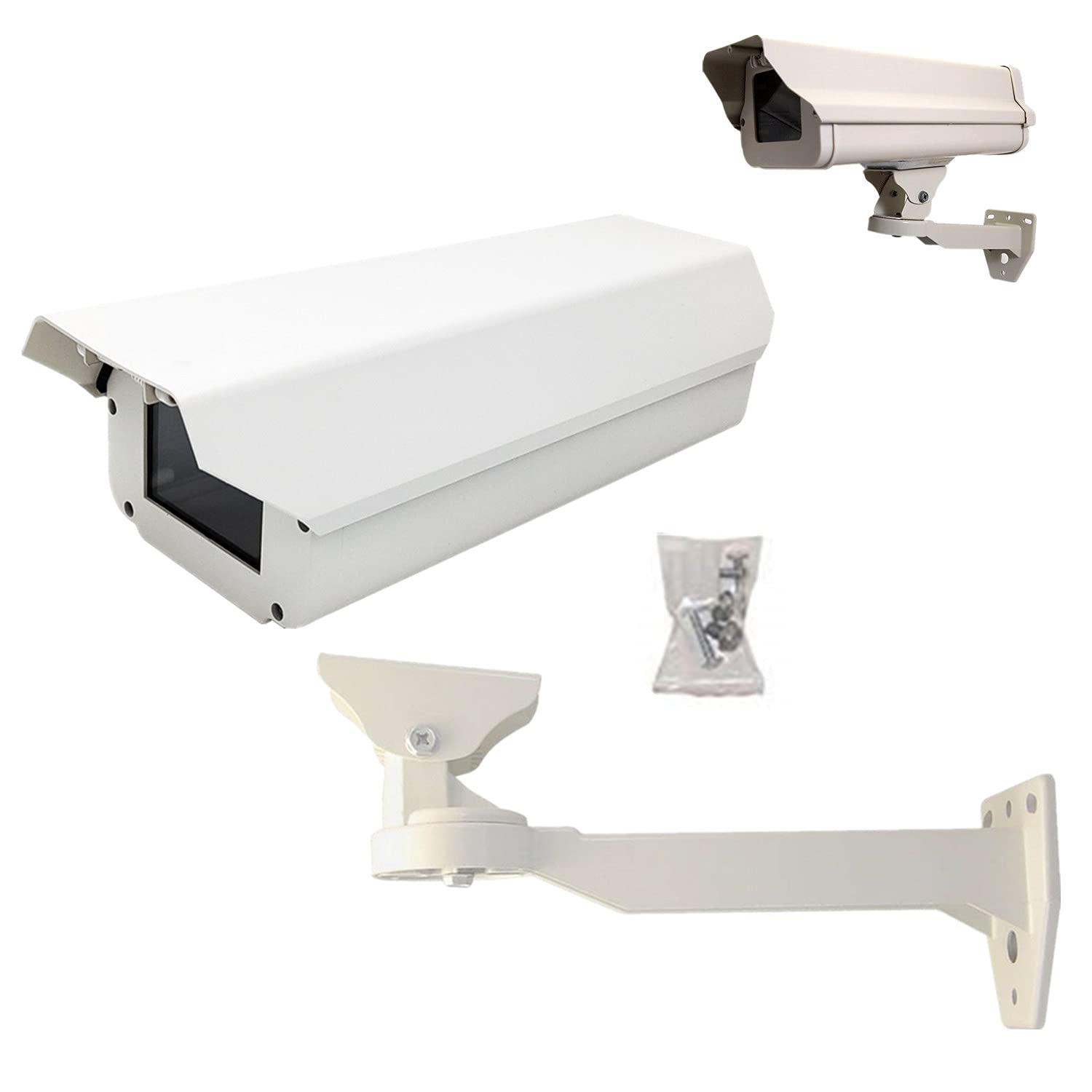 BeElion 2-Pack Aluminum CCTV Camera Housing - Weatherproof Indoor/Outdoor Security Surveillance Enclosure with Adjustable Wall Mount Bracket Kit for CCTV Systems | Ideal for Home, Office & Commercial Surveillance Protection