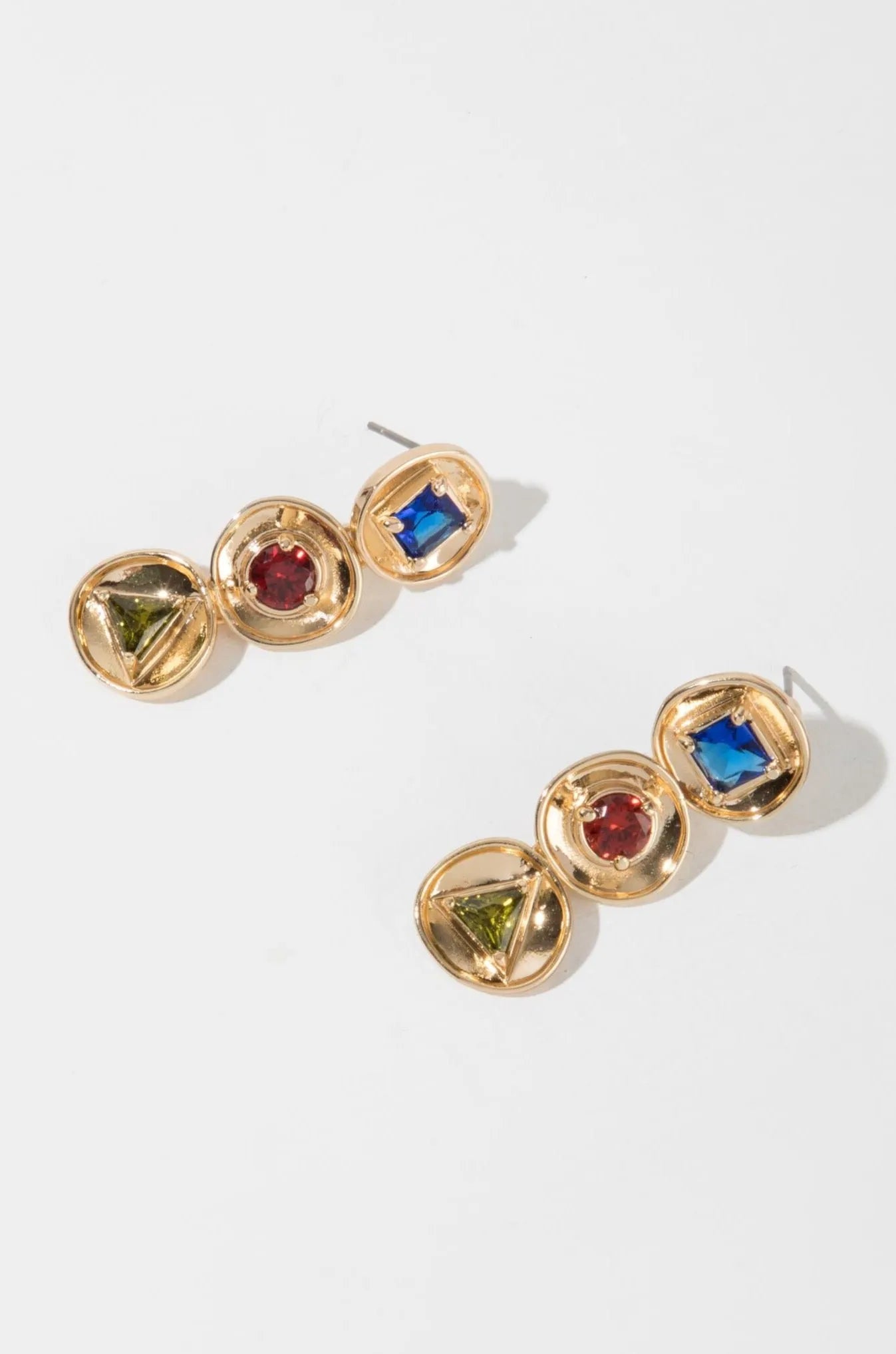 18K Gold Plated Gemstone Triple Dangle Drop Earrings for Women - Elegant Party, Wedding & Evening Wear Jewelry
