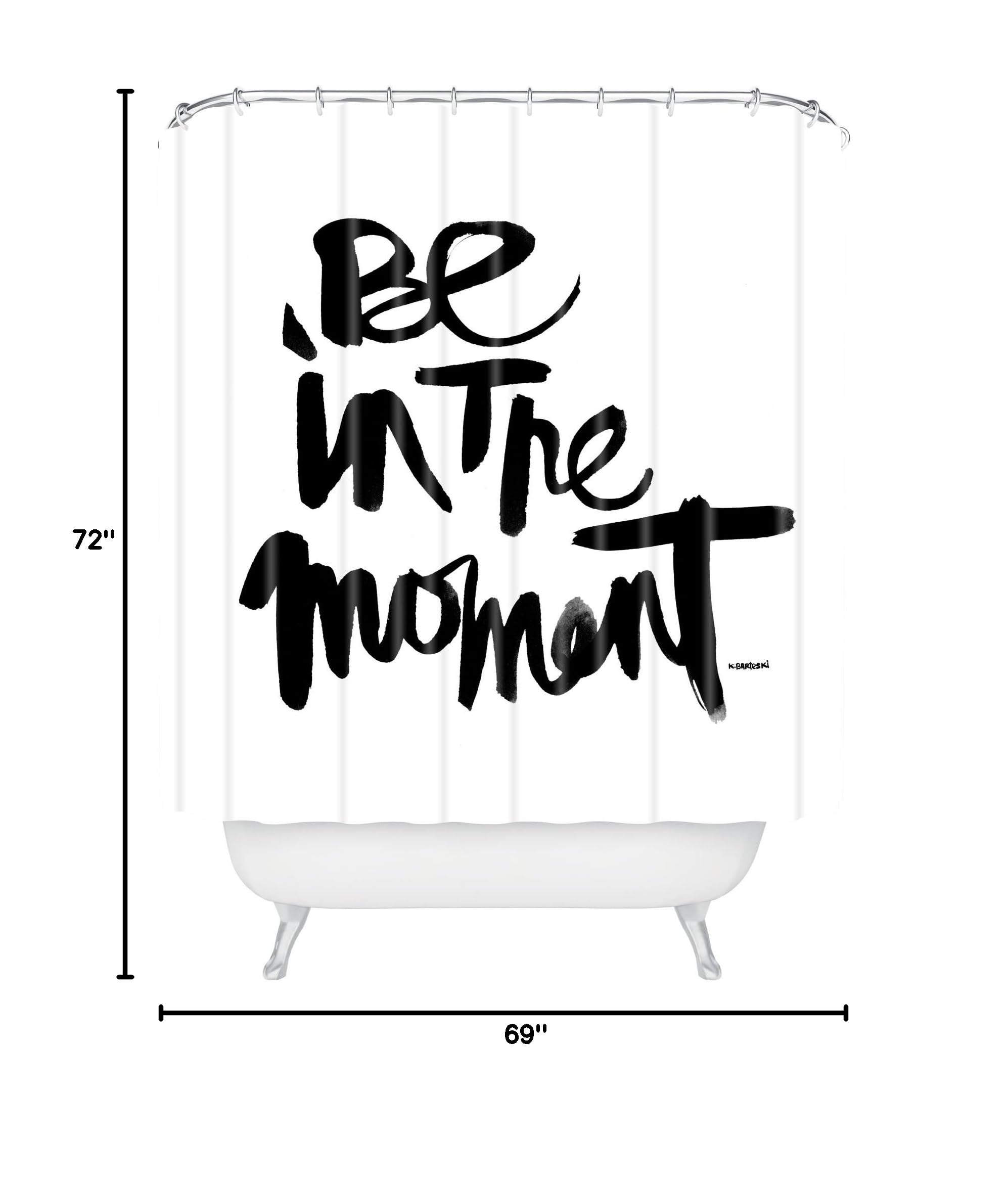 Be In The Moment Shower Curtain by Kal Barteski | 69x72 Inches Waterproof Bathroom Decor | Modern Abstract Art for Home & Spa Relaxation