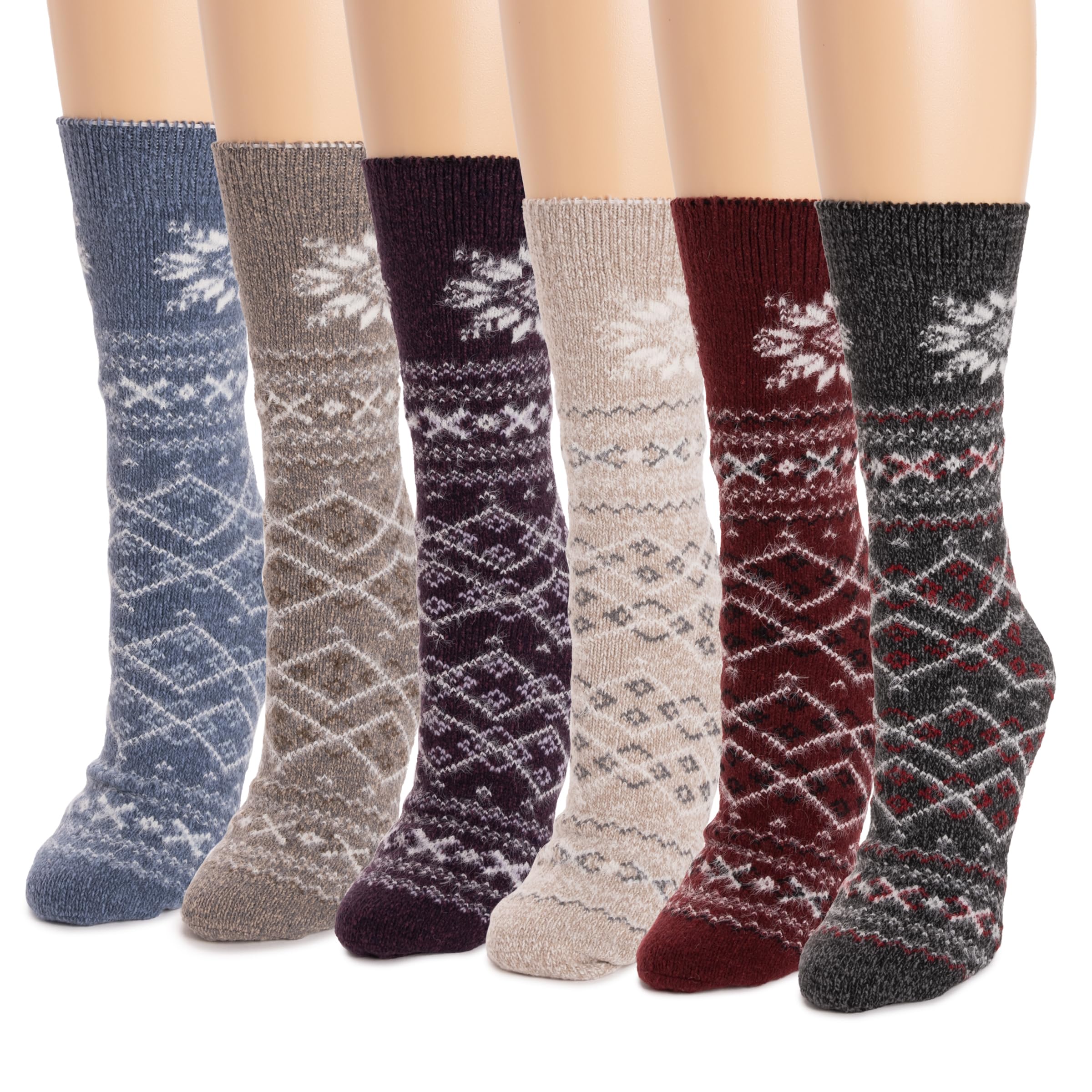 MUK LUKS Women's Microfiber Boot Socks 6-Pack - Soft Warm Winter Socks for Boots, Shoes & Cold Weather - Perfect for Hiking, Work & Everyday Comfort