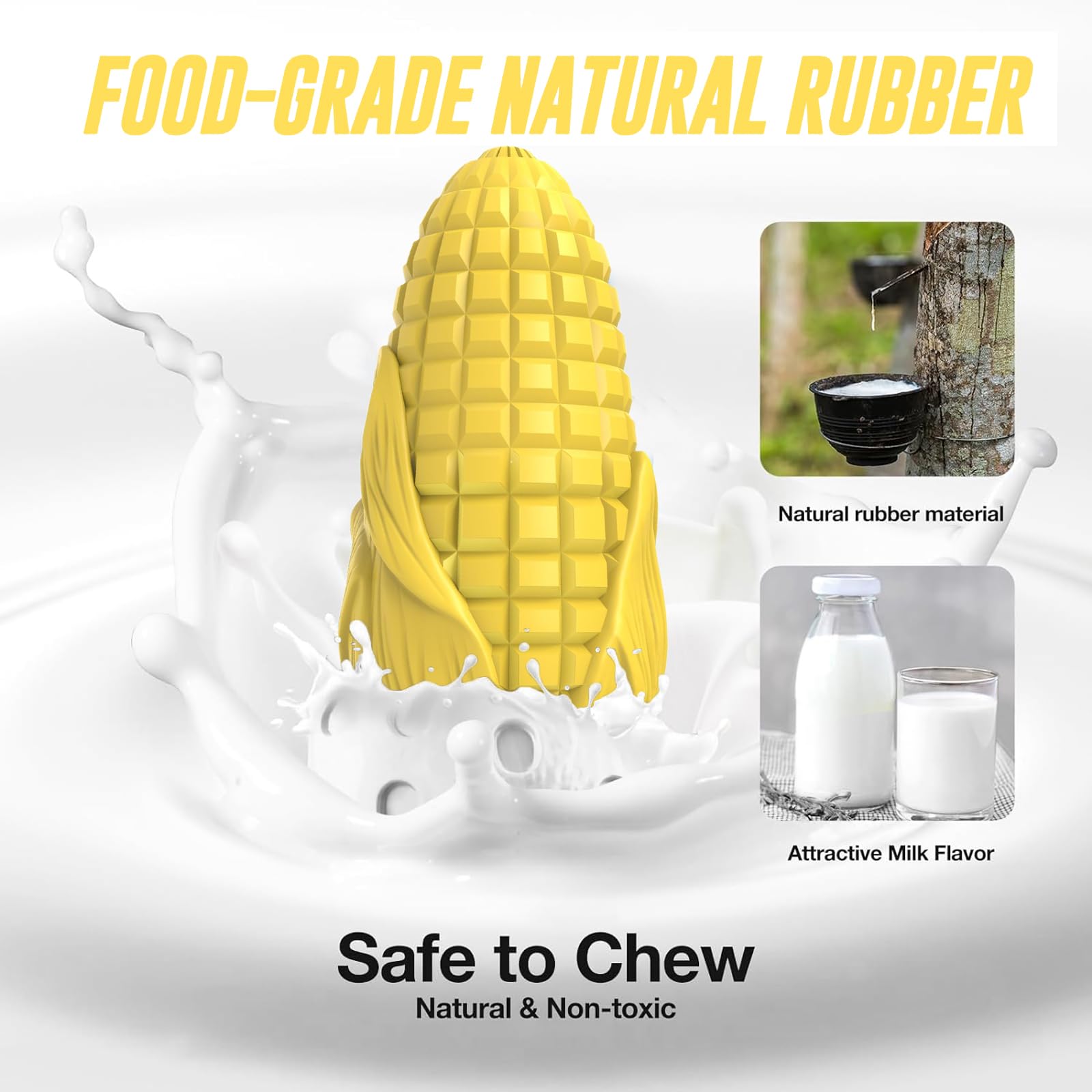 Indestructible Dog Chew Toys for Aggressive Chewers - Durable Squeaky Interactive Corn Stick Toy for Medium & Large Breed Dogs - Teeth Cleaning Chew Toy (Yellow) - Perfect for Playtime, Training & Dental Health