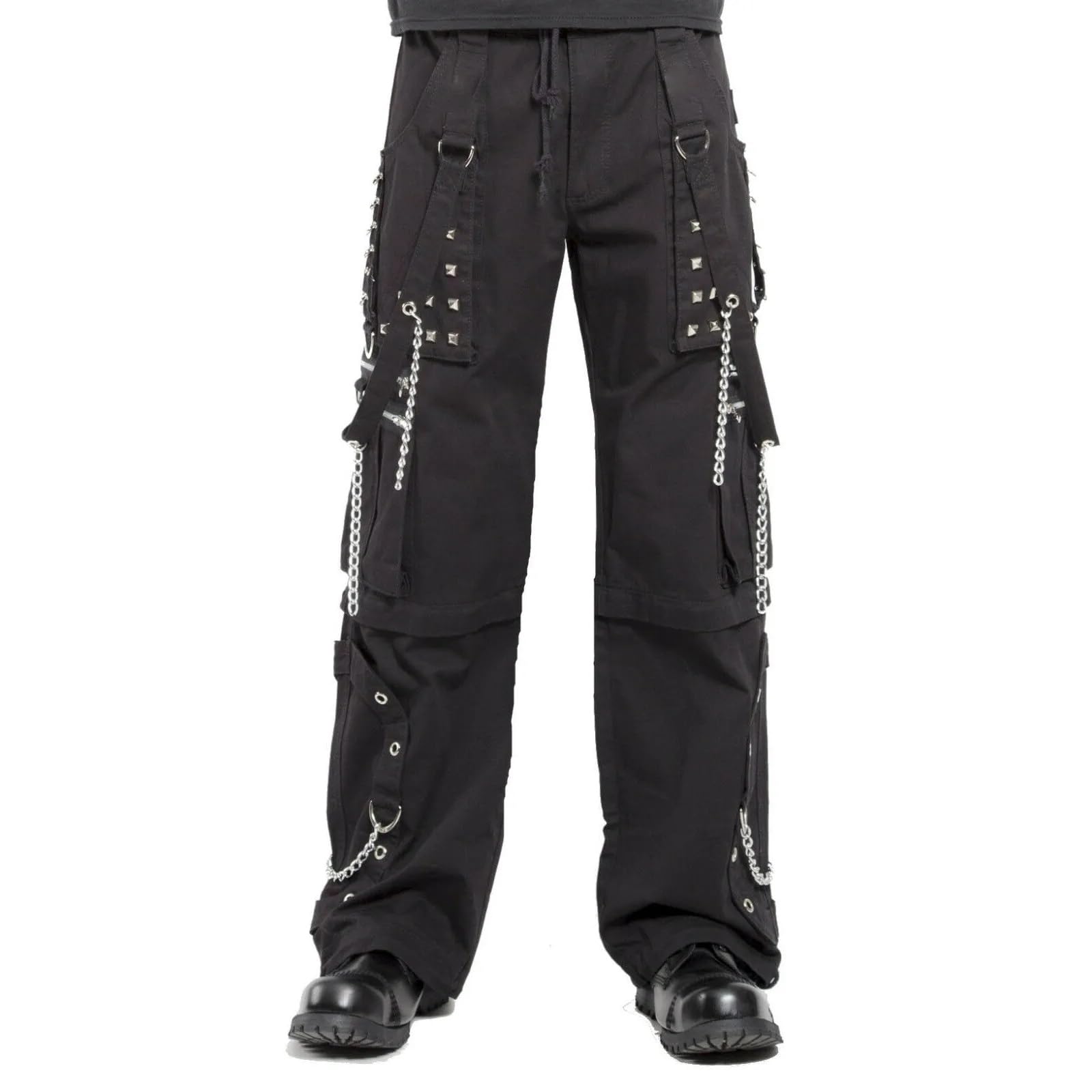 Men's Gothic Cyber Chain Punk Rock Jeans - Electro Bondage Rave Pants in Black (Size 4XL) | Perfect for Goth Concerts, Rave Parties & Alternative Fashion