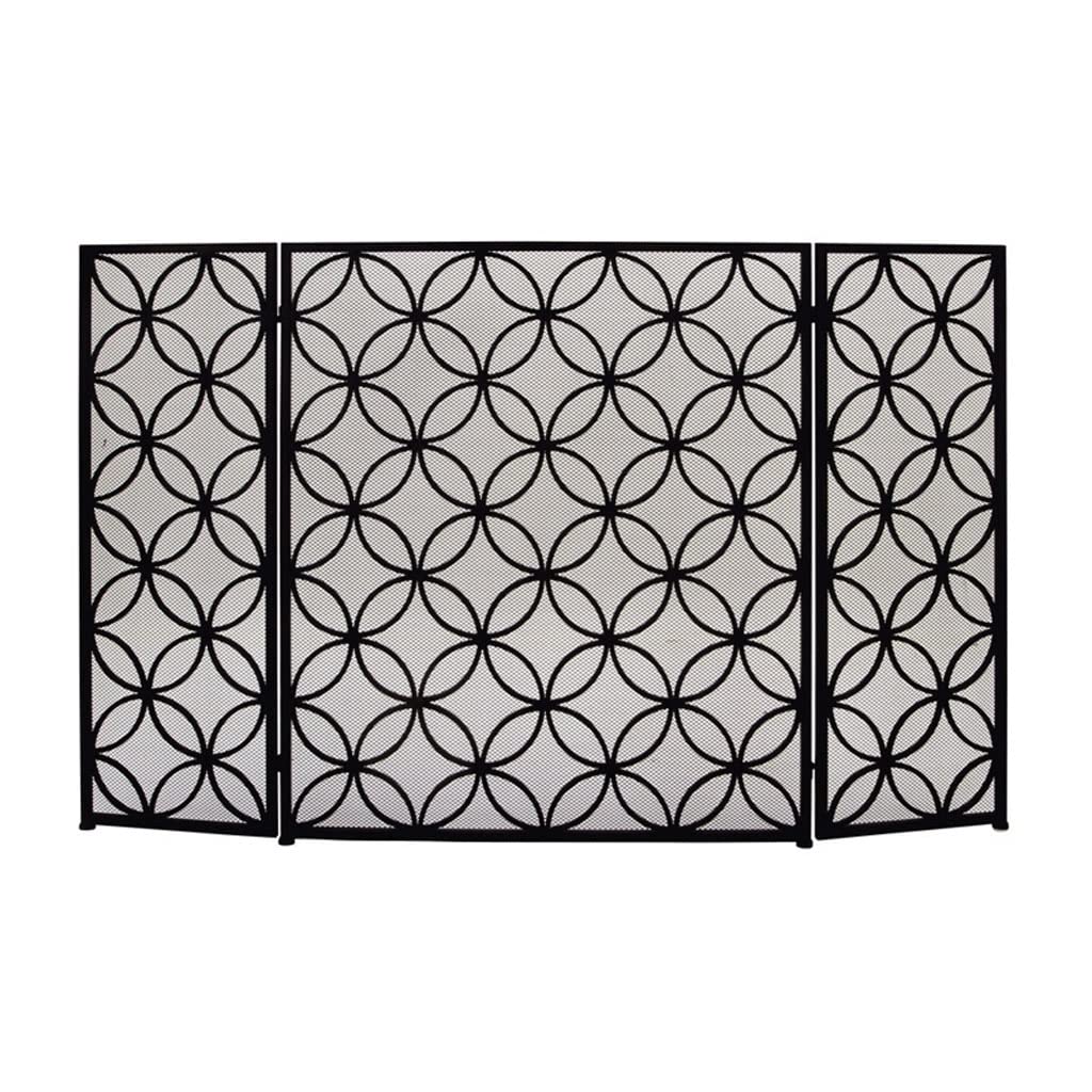 FUSHIFULIAN Black Wrought Iron Fireplace Screen - Metal Mesh Spark Guard for Indoor Stove Protection | Fireplace Safety Accessory for Living Room, Bedroom & Home Decor