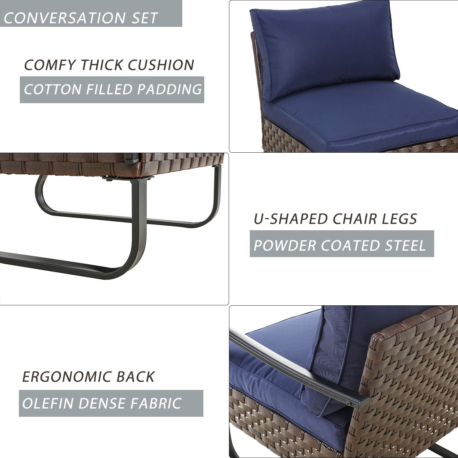 9-Piece Outdoor Patio Conversation Set - All-Weather PE Rattan Sectional Sofa, Loveseat, Chaise Lounge & Coffee Table with Removable Cushions (Blue) - Perfect for Backyard, Garden, Poolside & Terrace Relaxation