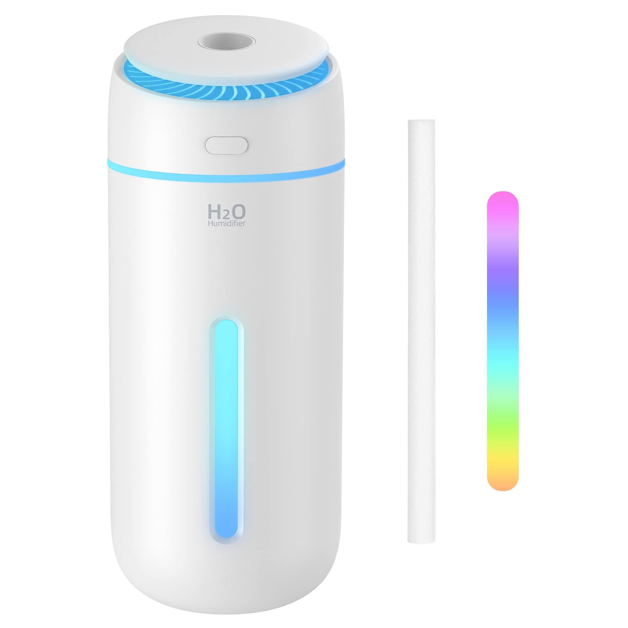 400ML USB Cool Mist Humidifier - Small Portable Personal Air Humidifier for Bedroom, Nightstand, Office Desk, Travel & Car | Quiet Operation with Auto Shut-off & LED Lights | Perfect for Dry Air Relief, Plant Care & Better Sleep