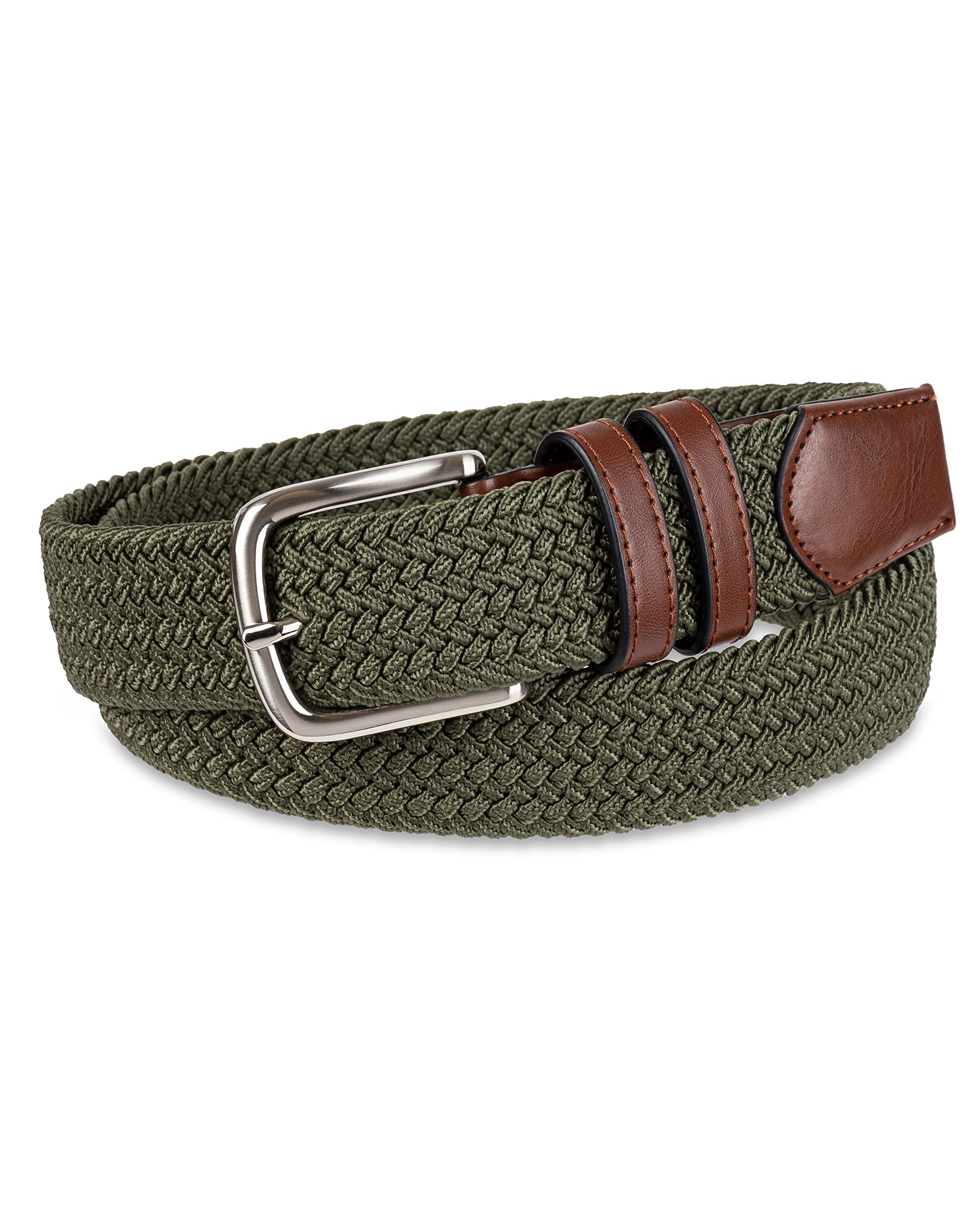 Amazon Essentials Men's Stretch Woven Braid Belt - Adjustable Waistband for Casual & Business Wear | Comfortable & Stylish Belt for Jeans, Pants & Office Attire