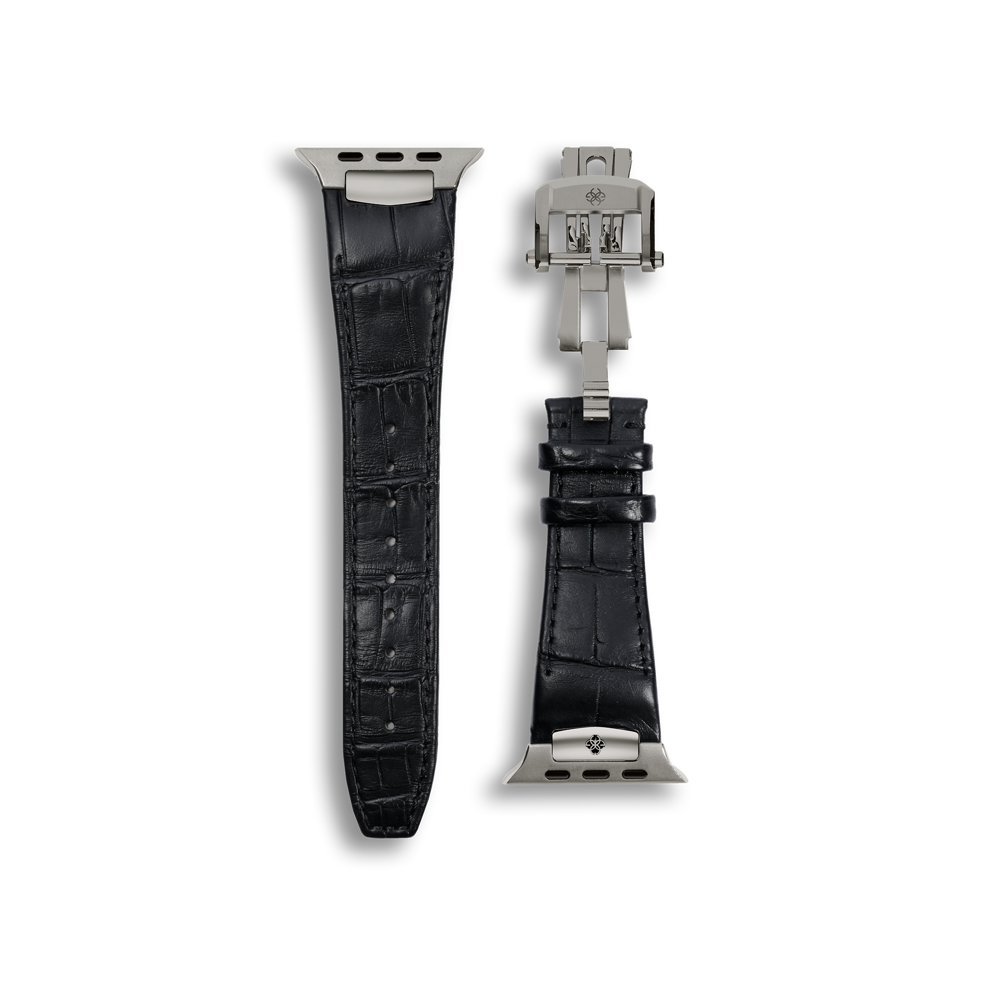 Premium Genuine Alligator Leather Apple Watch Band - Black - Stylish & Durable Replacement Strap for Work, Gym & Everyday Wear