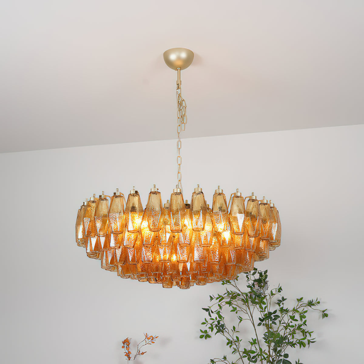 Elegant Sorrento Murano Glass Chandelier - Handcrafted Italian Lighting Fixture for Dining Room, Living Room & Bedroom Decor
