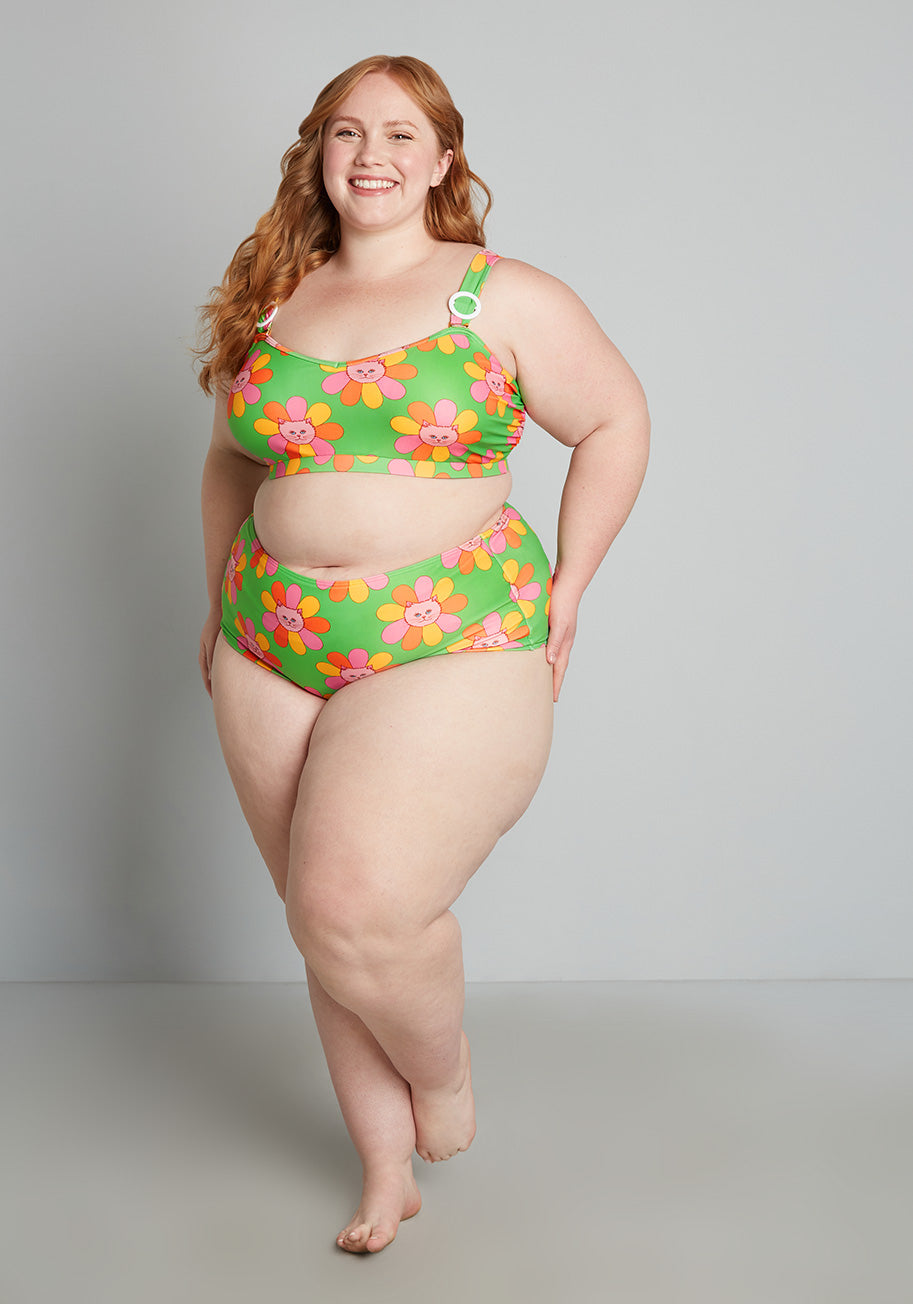 ModCloth x Marisol Muro The Sara High Waisted Bikini Bottom - Retro Swimwear for Women, Vintage Style Bathing Suit Bottoms | Perfect for Beach Vacations, Pool Parties & Summer Getaways