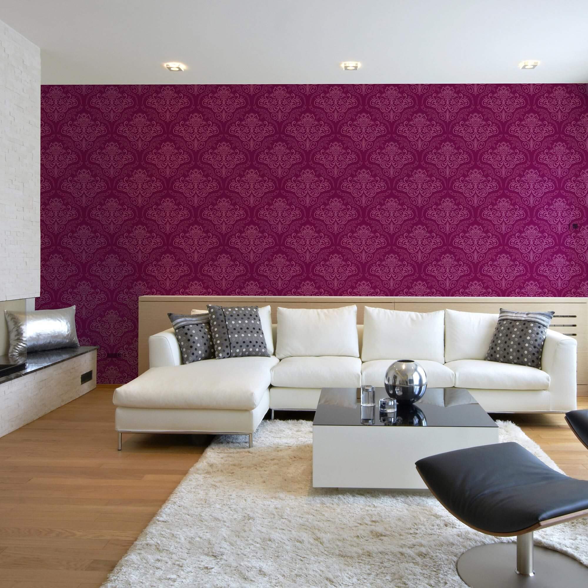 Purple Damask Peel and Stick Removable Wallpaper - Self-Adhesive Decorative Wall Covering for Bedroom, Living Room & Home Office Decor