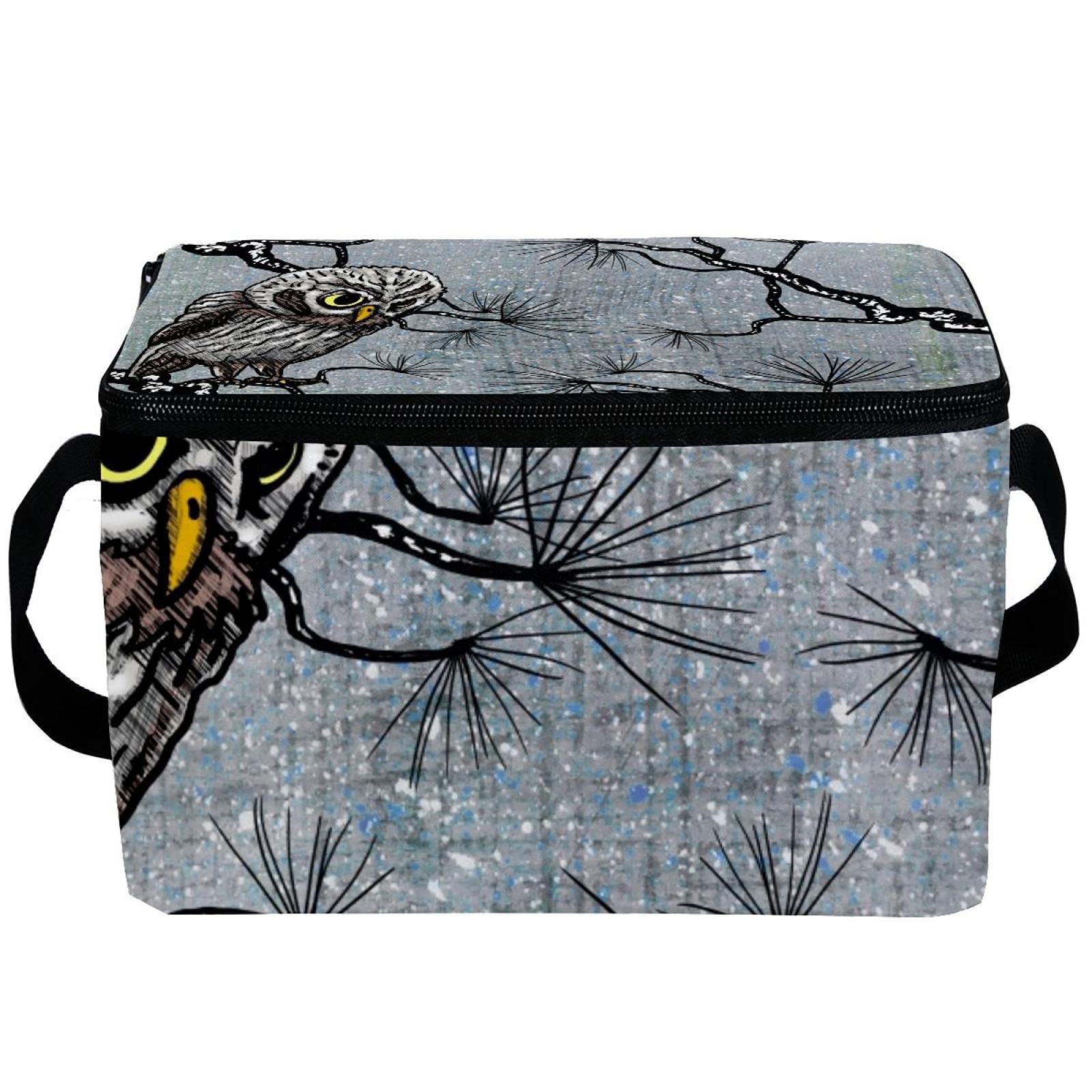 Owl Art Print Insulated Lunch Box Cooler Bag - Reusable Thermal Lunch Tote for Adults, Office Work, School & Picnic - Perfect for Keeping Meals Fresh All Day