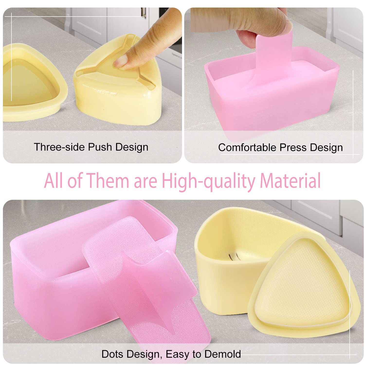 3-Pack Onigiri Mold Set - Triangle Rice Ball & Musubi Maker Kit for Sushi, Bento & DIY - Perfect for Kids Lunch, Home Cooking & Japanese Cuisine