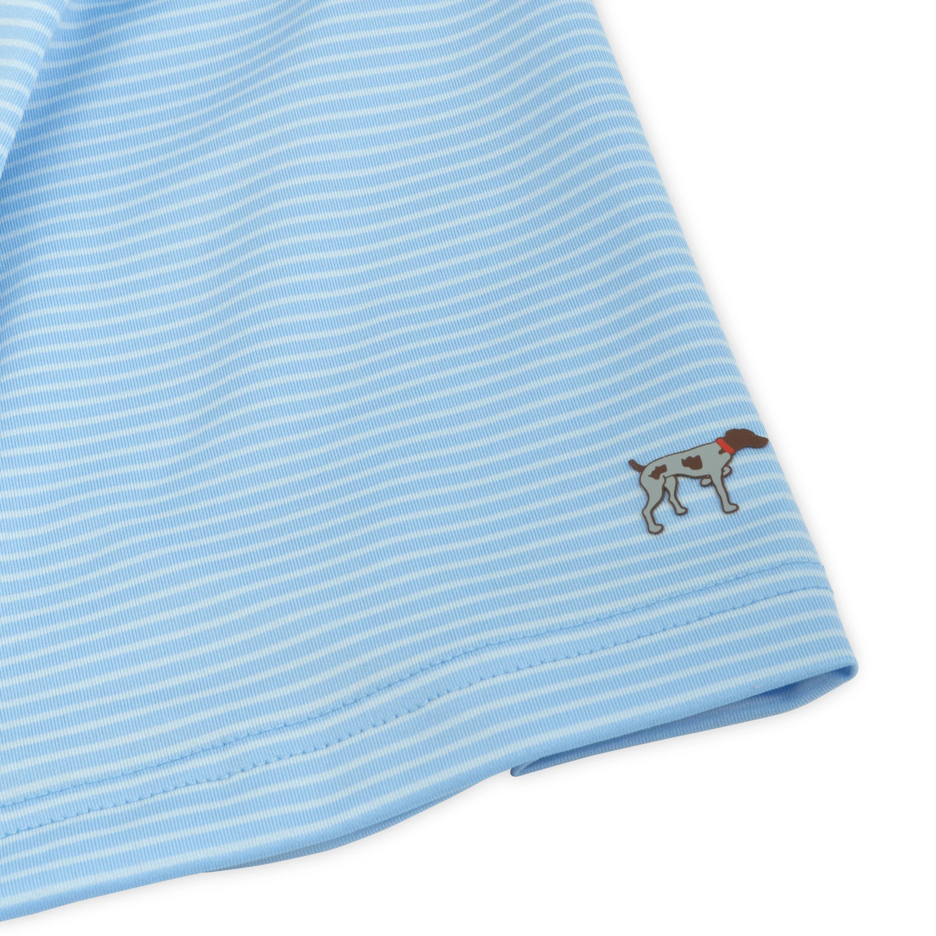 Southern Point Co. Men's Dune Stripe Polo Shirt - Powder Blue & River Blue Casual Slim Fit Golf Shirt | Perfect for Golf, Office Wear & Summer Outfits