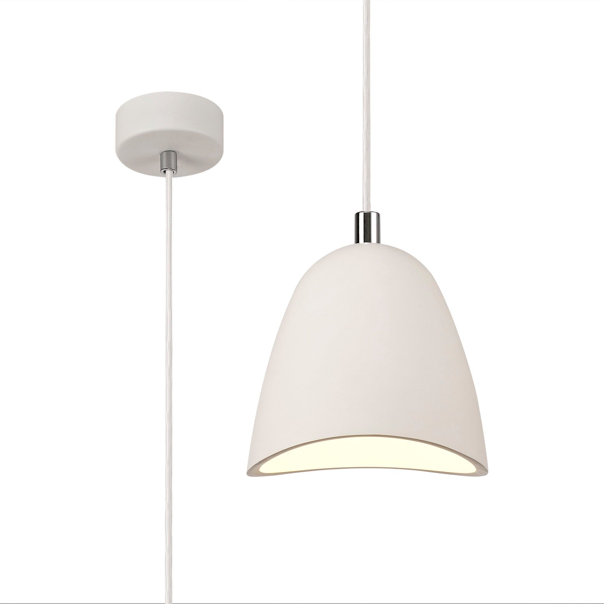 Adnonis Medium Pendant Light Fixture - White Paintable Gypsum Ceiling Light for Living Room, Bedroom & Dining Room Decor