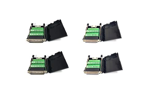 DB25 Solderless Breakout Terminal Block Connector Kit - 2PCS Male + 2PCS Female - DIY Electronics Prototyping for Arduino, Raspberry Pi & Industrial Automation Projects